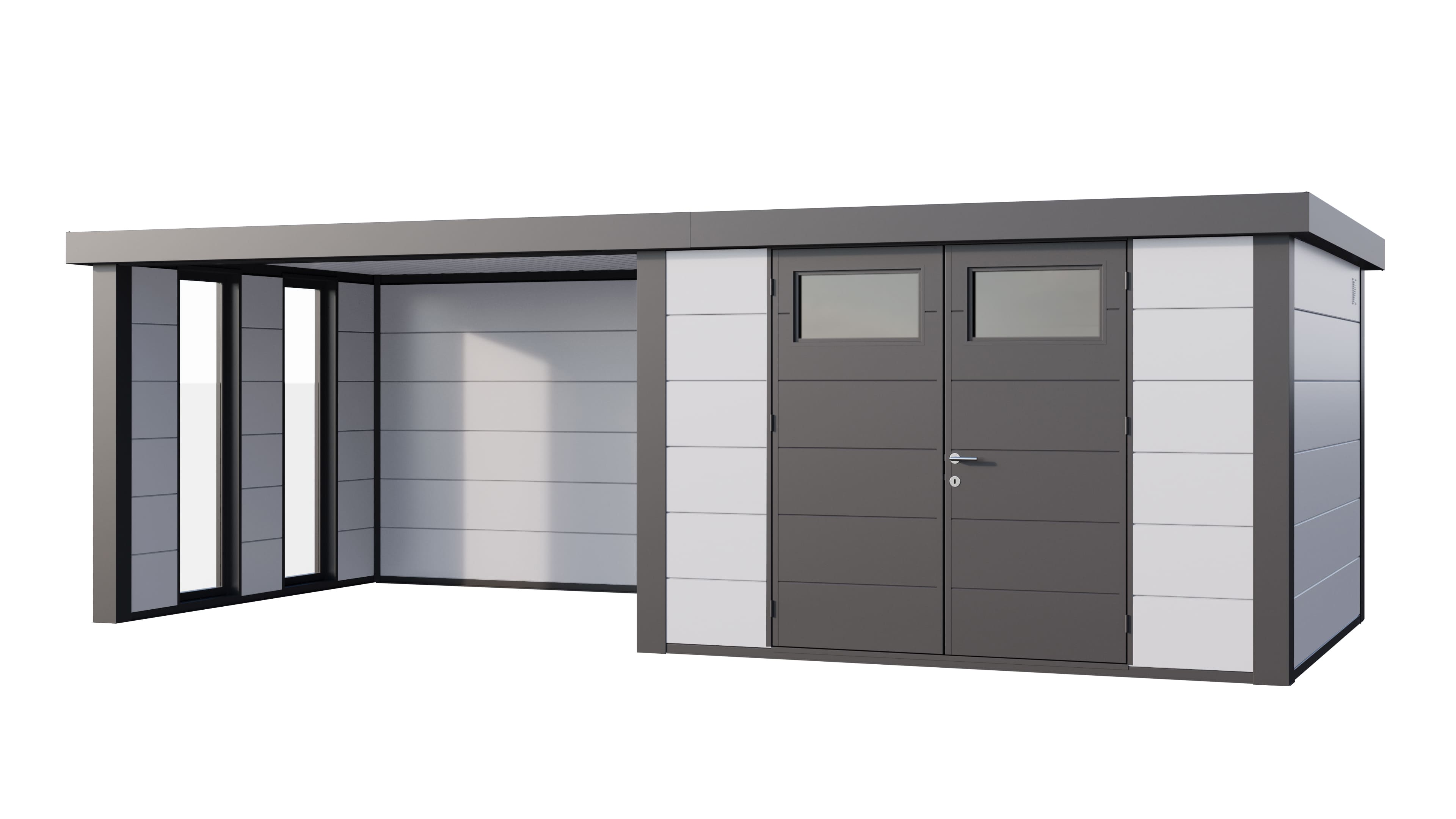 Telluria Classico 3030 tuinhuis inclusief dichte lounge - 642 x 298 cm - wit/antraciet