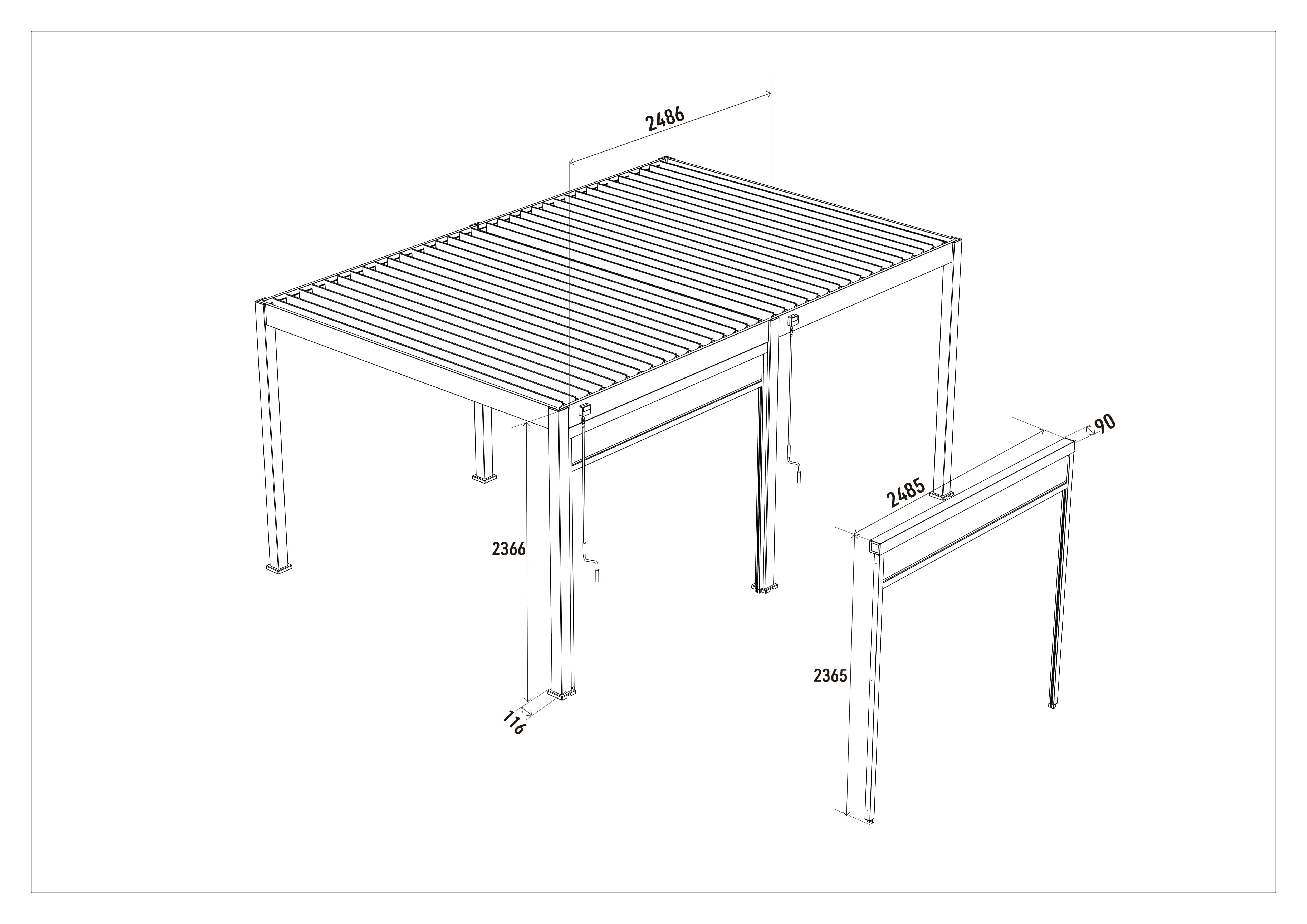 Orion windscherm - 265 cm - Antraciet