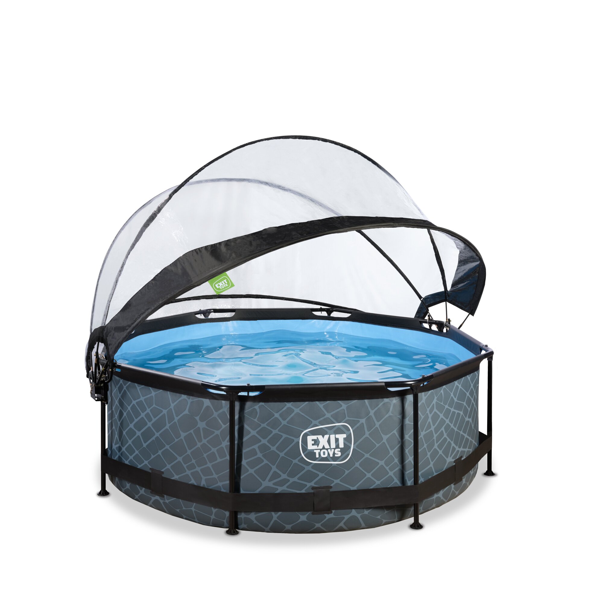 EXIT Stone zwembad Ø 244 x 76 cm met filterpomp en overkapping
