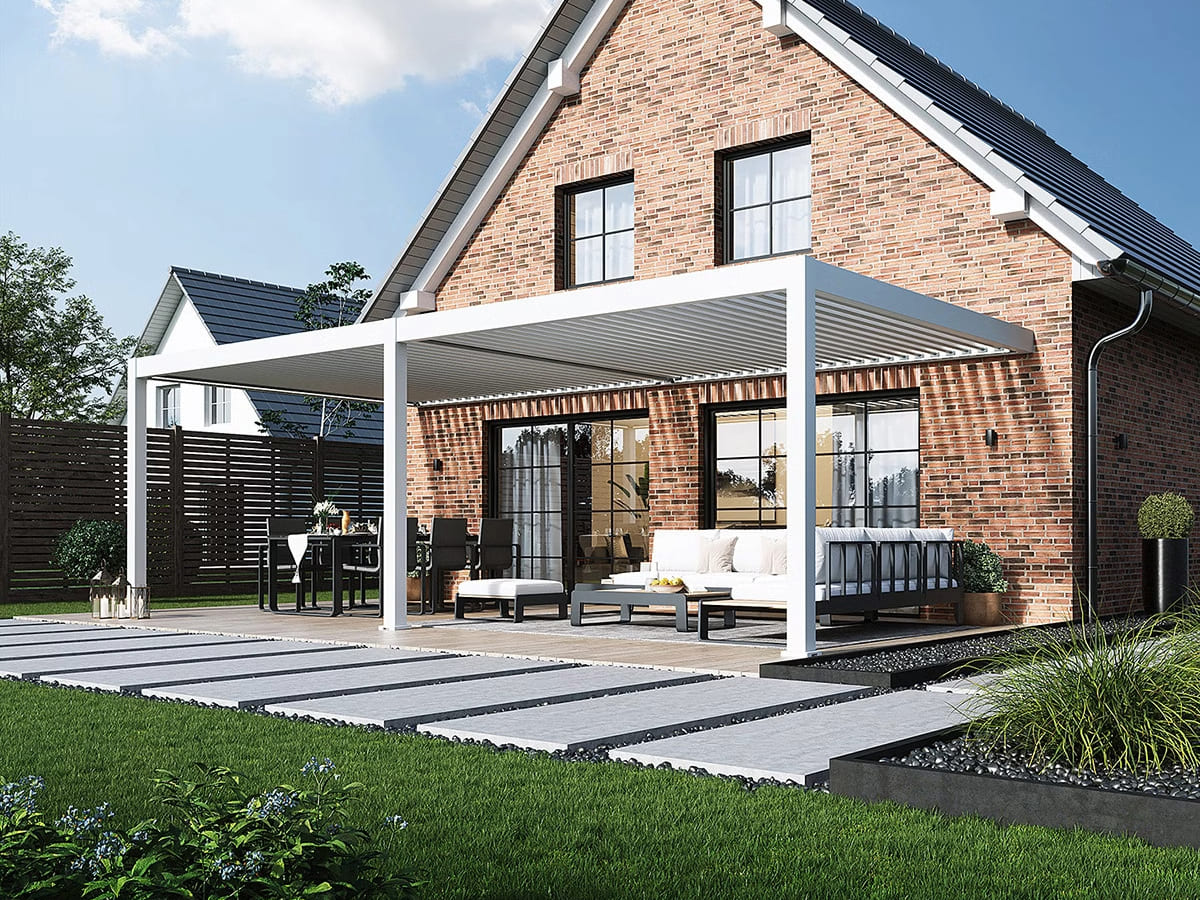 Orion Pemium overkapping - E-LED - Muurbevestiging - 400x800 cm - Wit