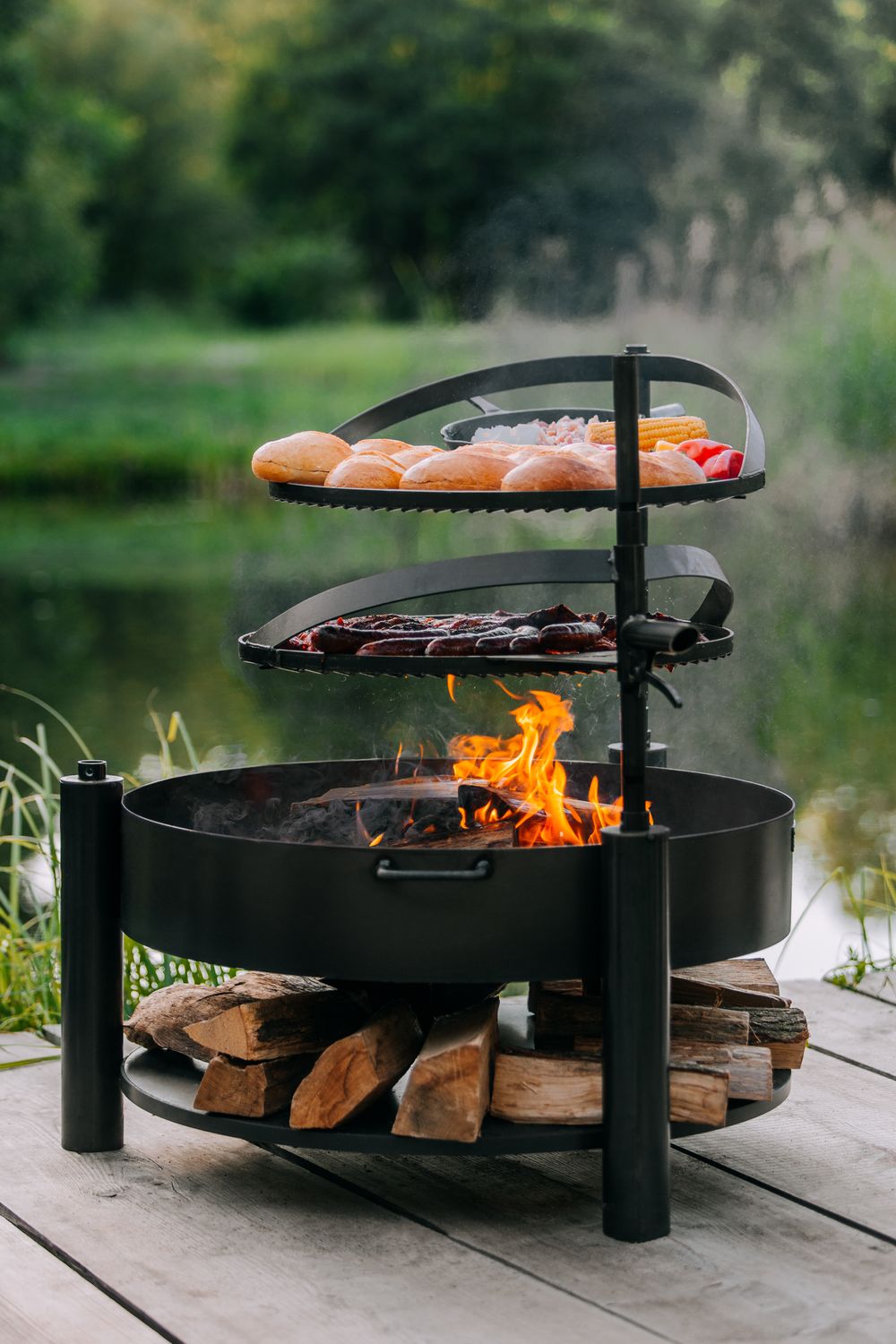 CookKing Montana X vuurschaal Ø80 cm met grillrooster Ø60 cm  - zwart staal