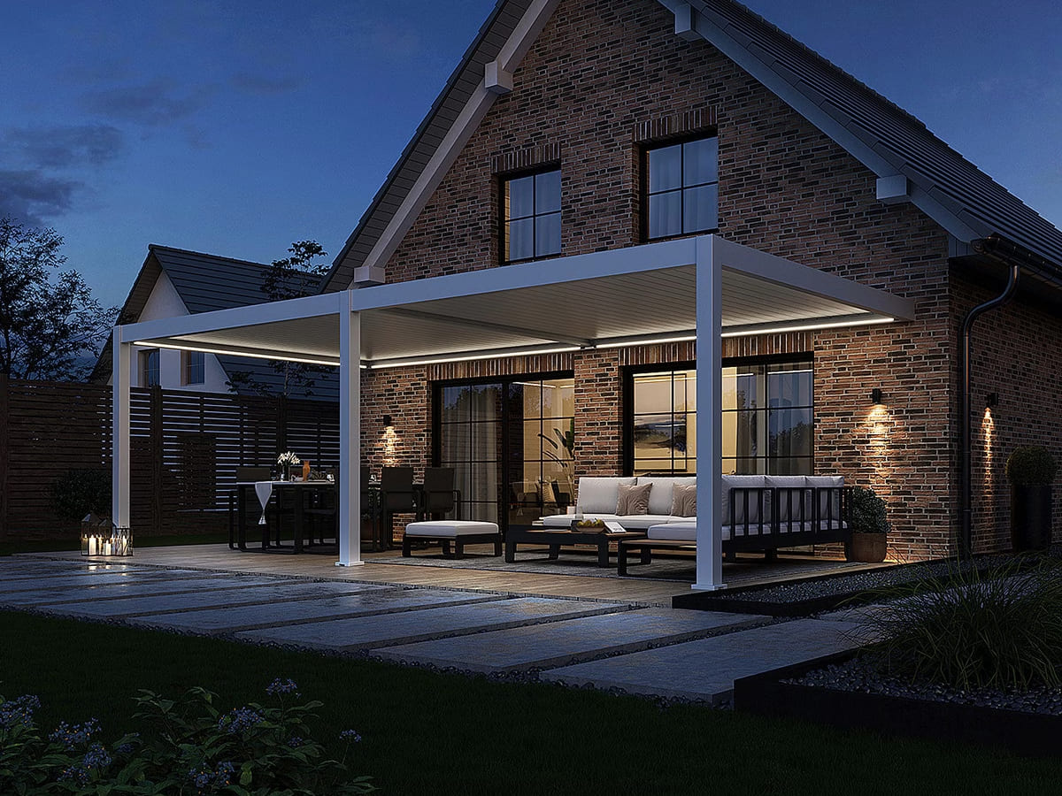 Orion Pemium overkapping - E-LED - Muurbevestiging - 400x800 cm - Wit