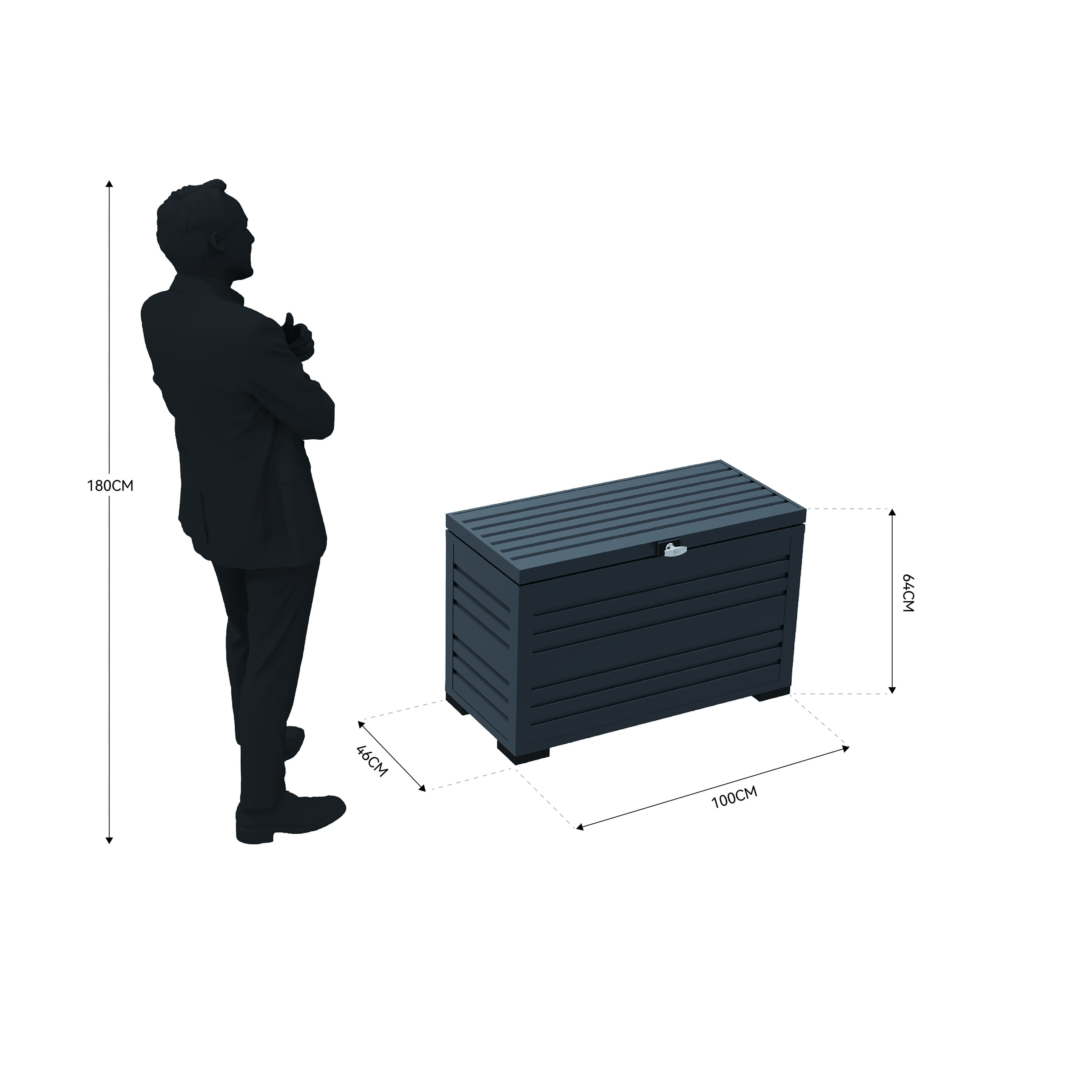 Orion Sit & Store - Aluminium opbergbox - 284L - Antraciet