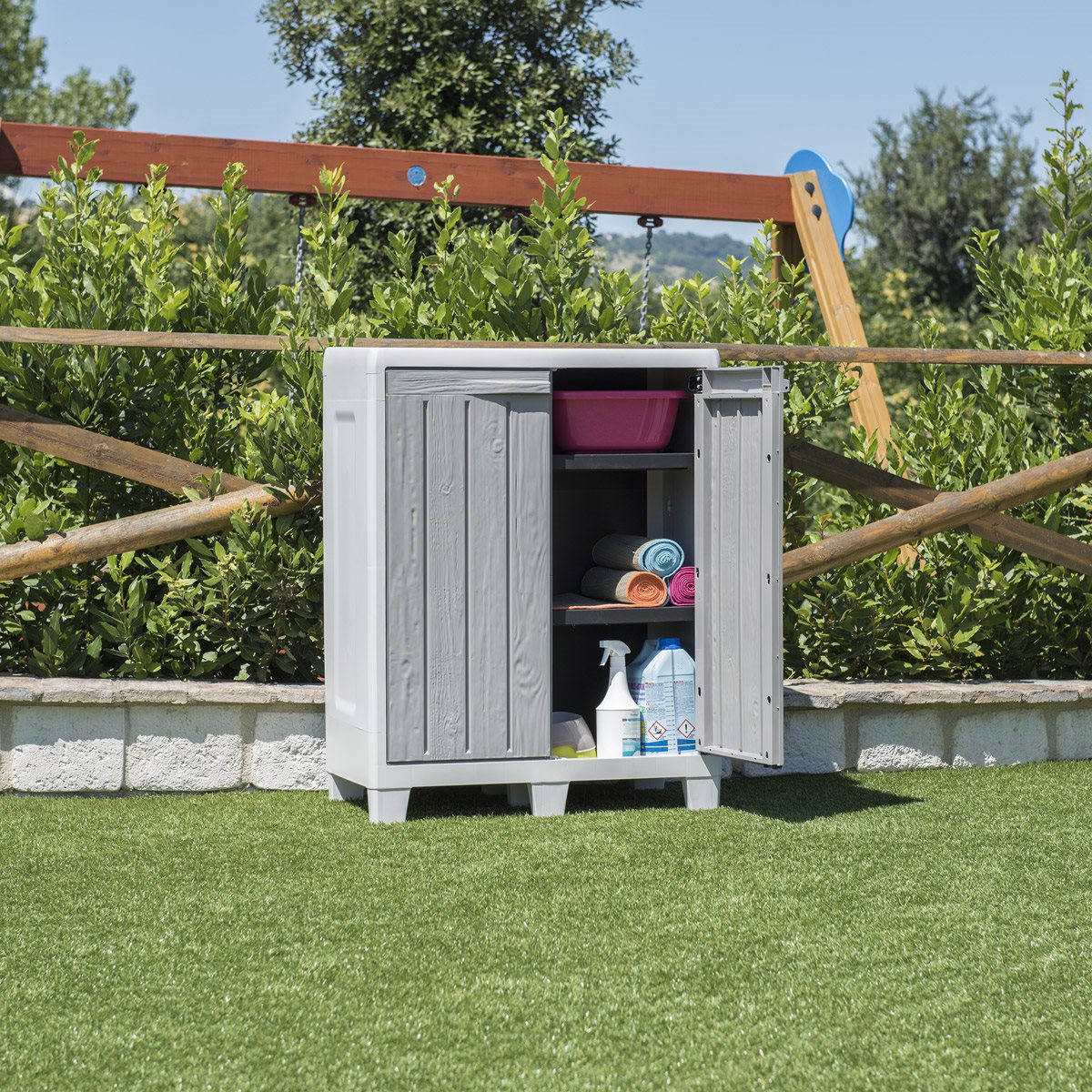 Toomax Florida XL opbergkast laag - lichtgrijs/donkergrijs