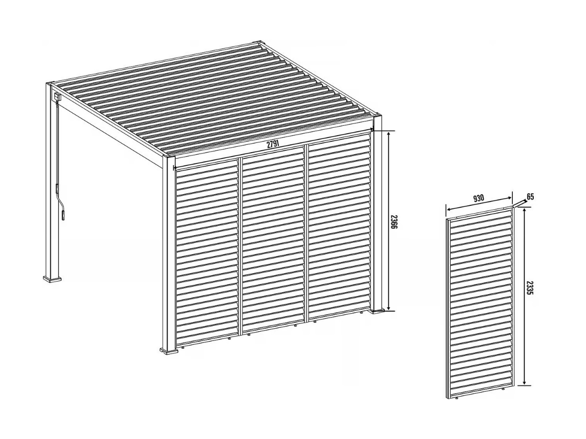 Orion shutterpaneel - Kantelbaar - Horizontaal - 93 cm - Voor 3 meter zijkant - Antraciet