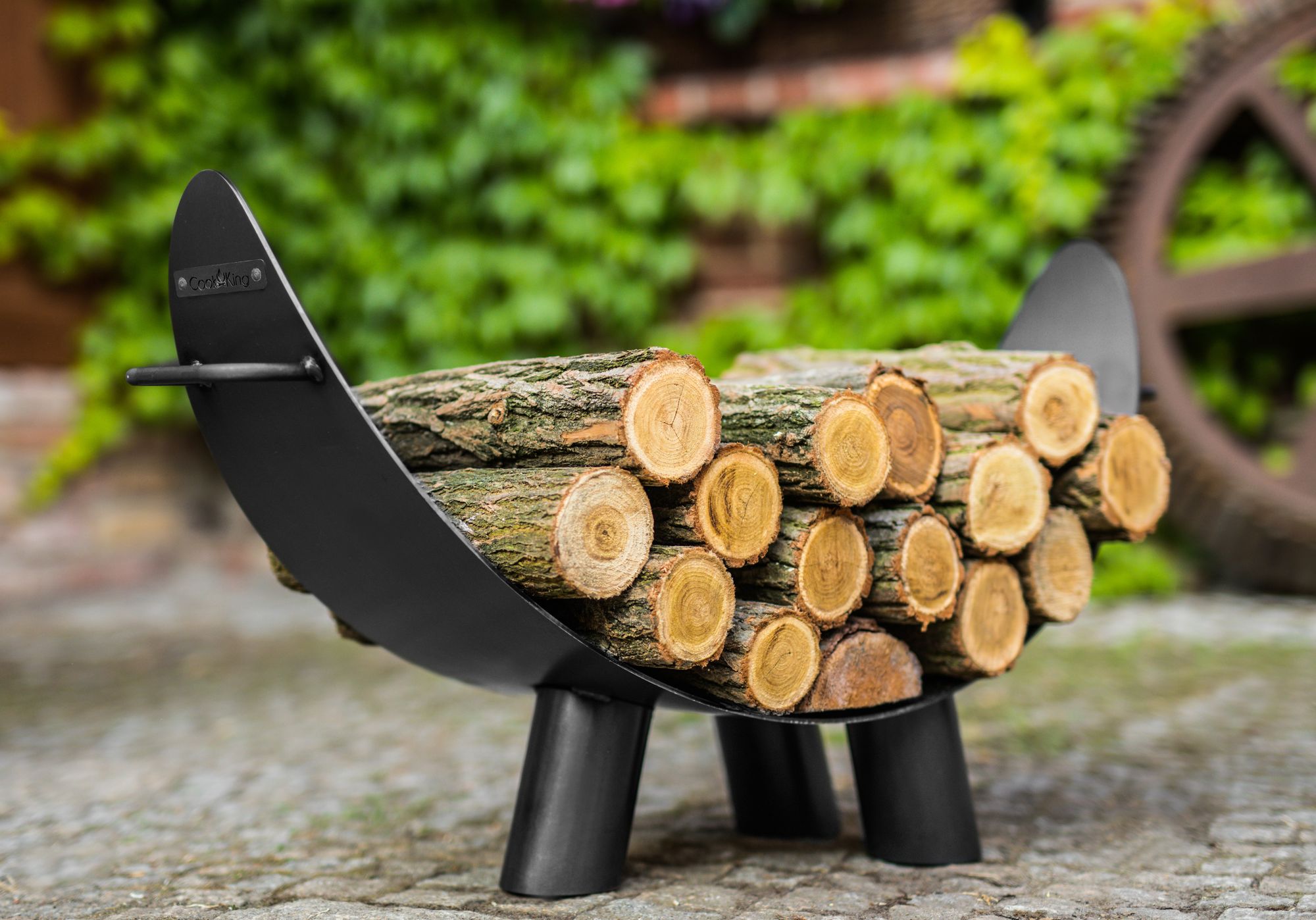 CookKing Mila houtopslag - 70 x 25 x 44 cm - zwart staal