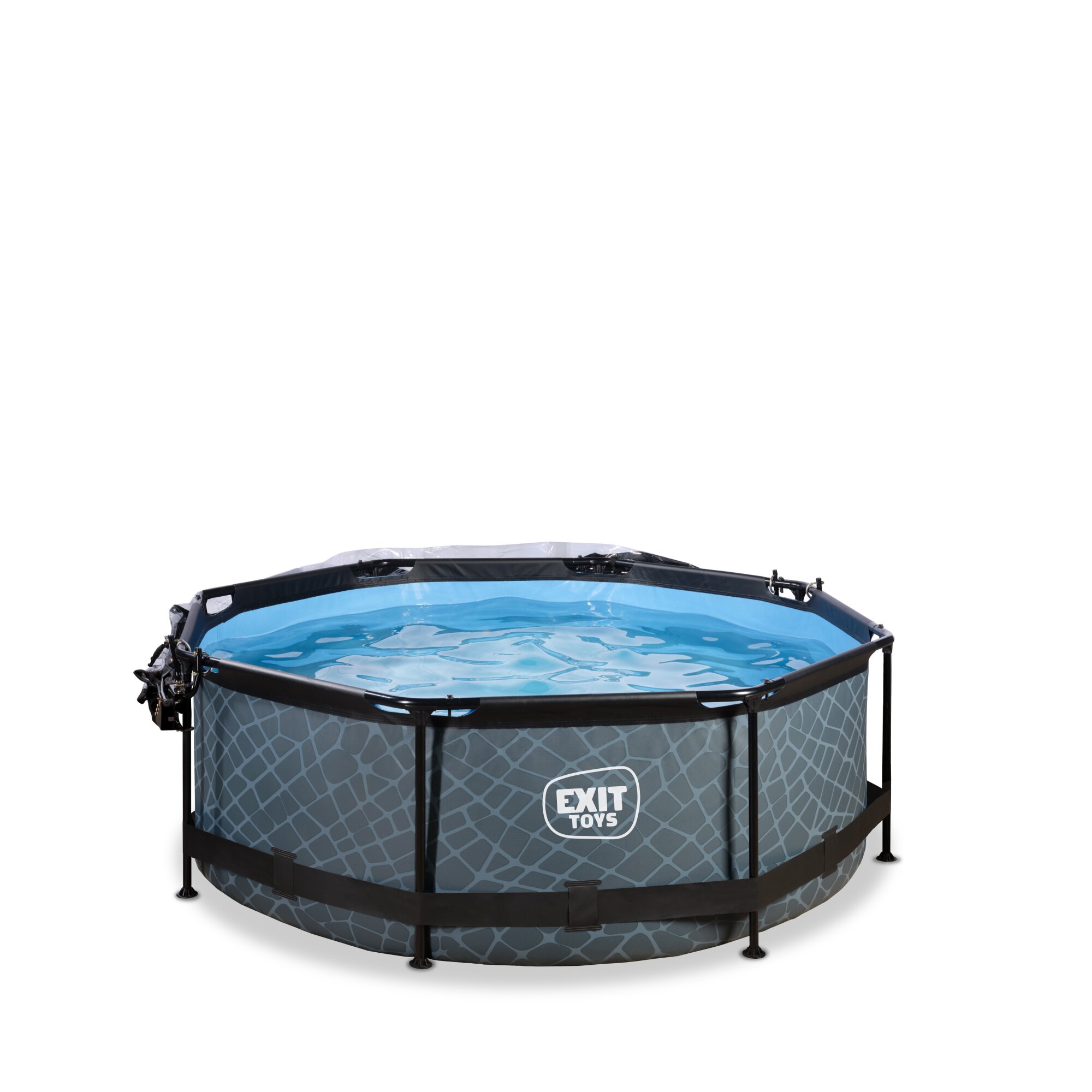 EXIT Stone zwembad Ø 244 x 76 cm met filterpomp en overkapping