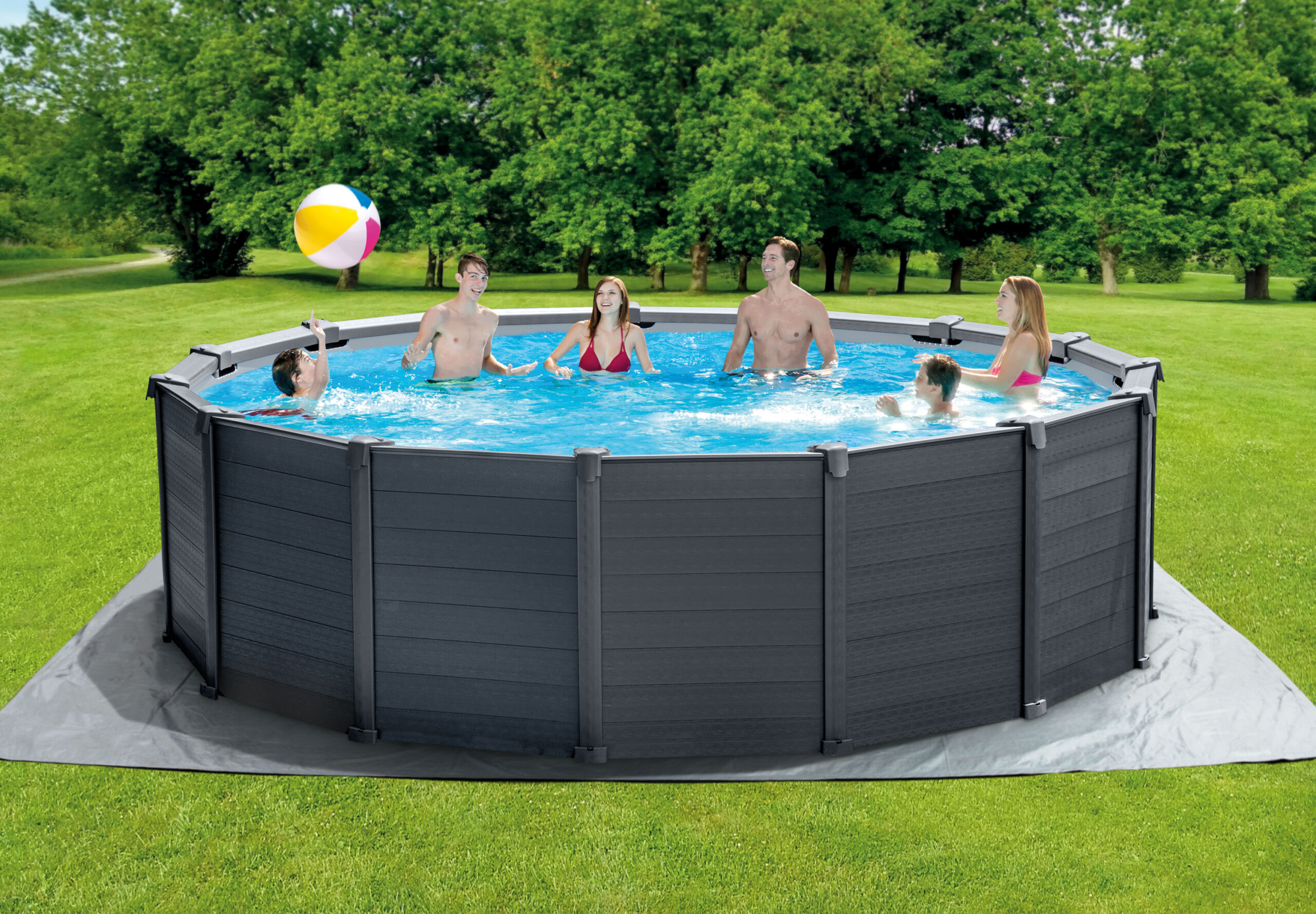 Intex Graphite Panel Pool 478 x 124 cm – met zandfilterpomp en accessoires
