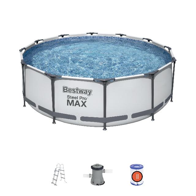 Bestway Steel Pro Max zwembad Ø 366 x 100 cm – met filterpomp en trap Bestway Steel Pro Max zwembad Ø 366 x 100 cm – met filterpomp en trap