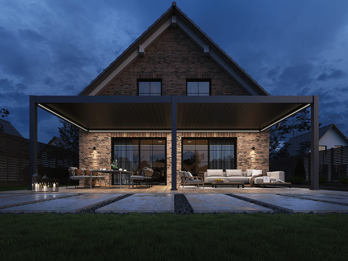 Orion Premium overkapping - E-LED - Muurbevestiging - 400x800 cm - Antraciet 