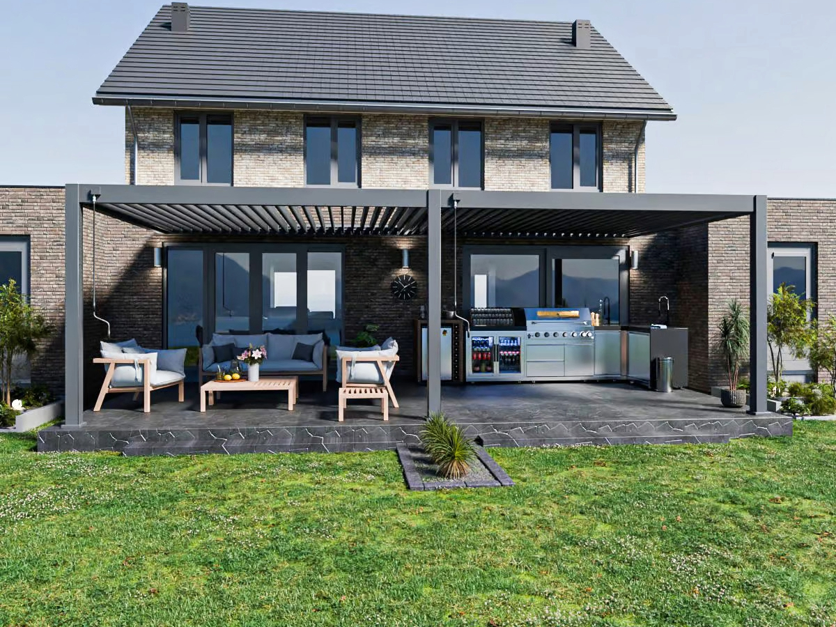 Orion Premium overkapping - Muurbevestiging - 400x800 cm - Antraciet