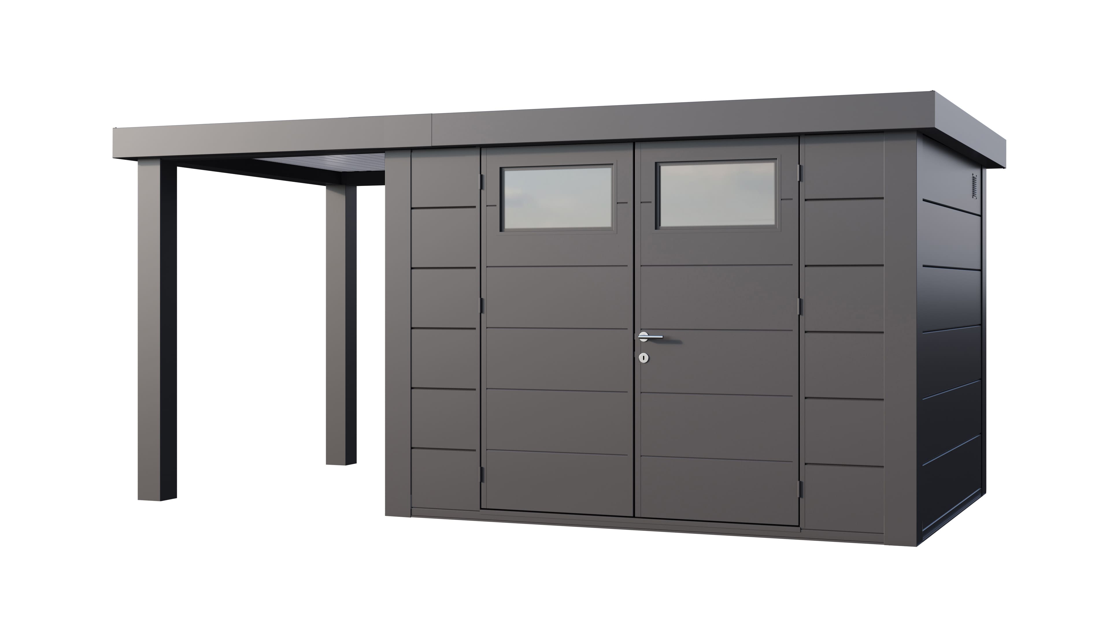 Telluria Classico 3024 tuinhuis inclusief open lounge - 466 x 238 cm - antraciet