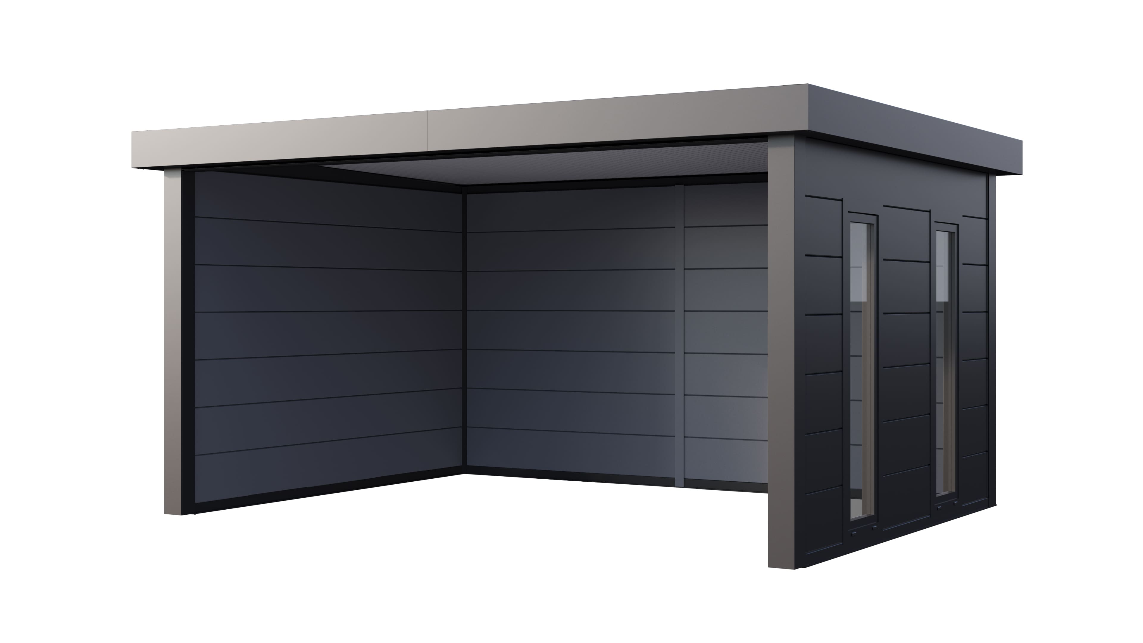 Telluria Singolo 4836 tuinhuis - 478 x 358 cm - antraciet - ramen rechts - inclusief elektriciteitskit en verlichting