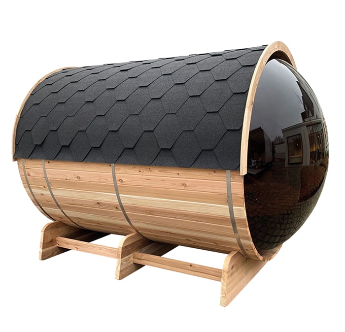 Novum Barrelsauna TR230-X Panorama - Vierpersoons sauna - Knotty Red Cedar