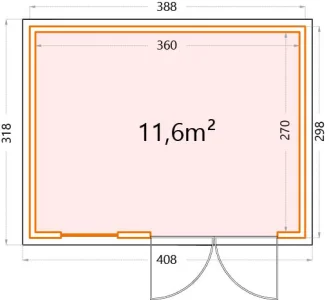 Telluria Classico plus 3930 metalen tuinhuis - 388 x 298 cm - antraciet