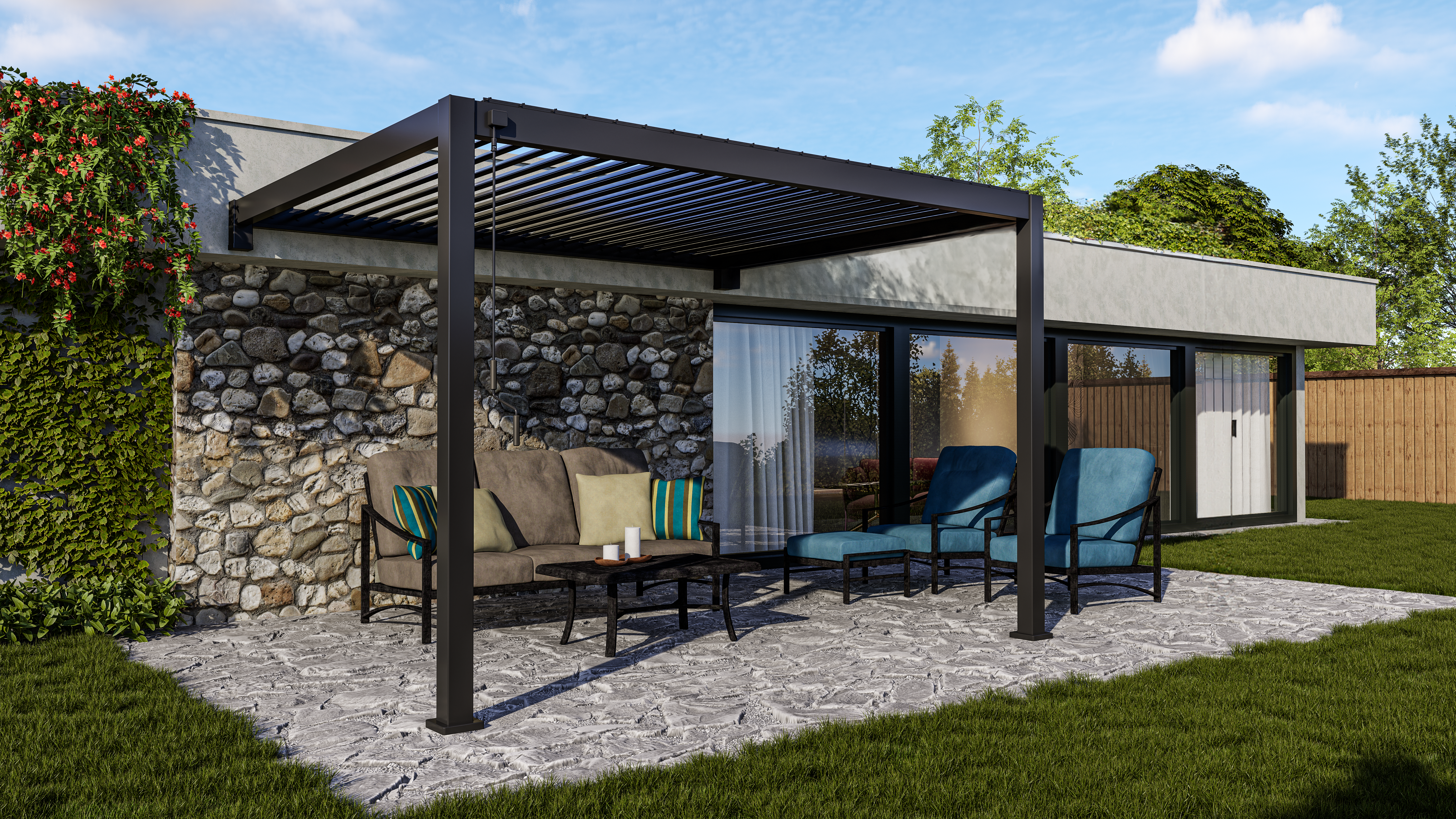 Mirador Classic overkapping muurbevestiging - 300 x 400 cm - antraciet 