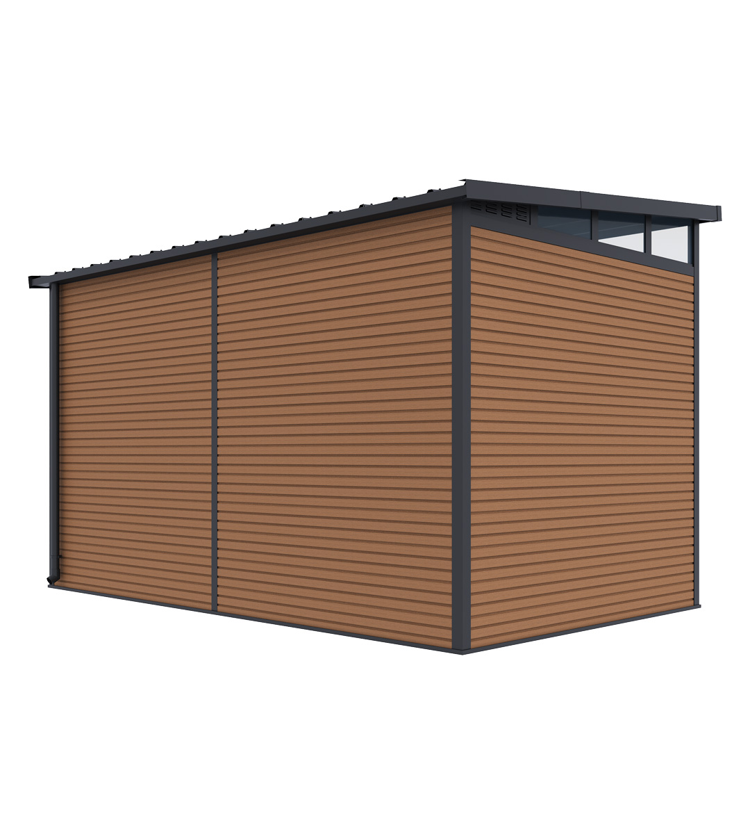 Orion tuinhuis - WPC & Aluminium - 338x218 cm - Antraciet / Wood
