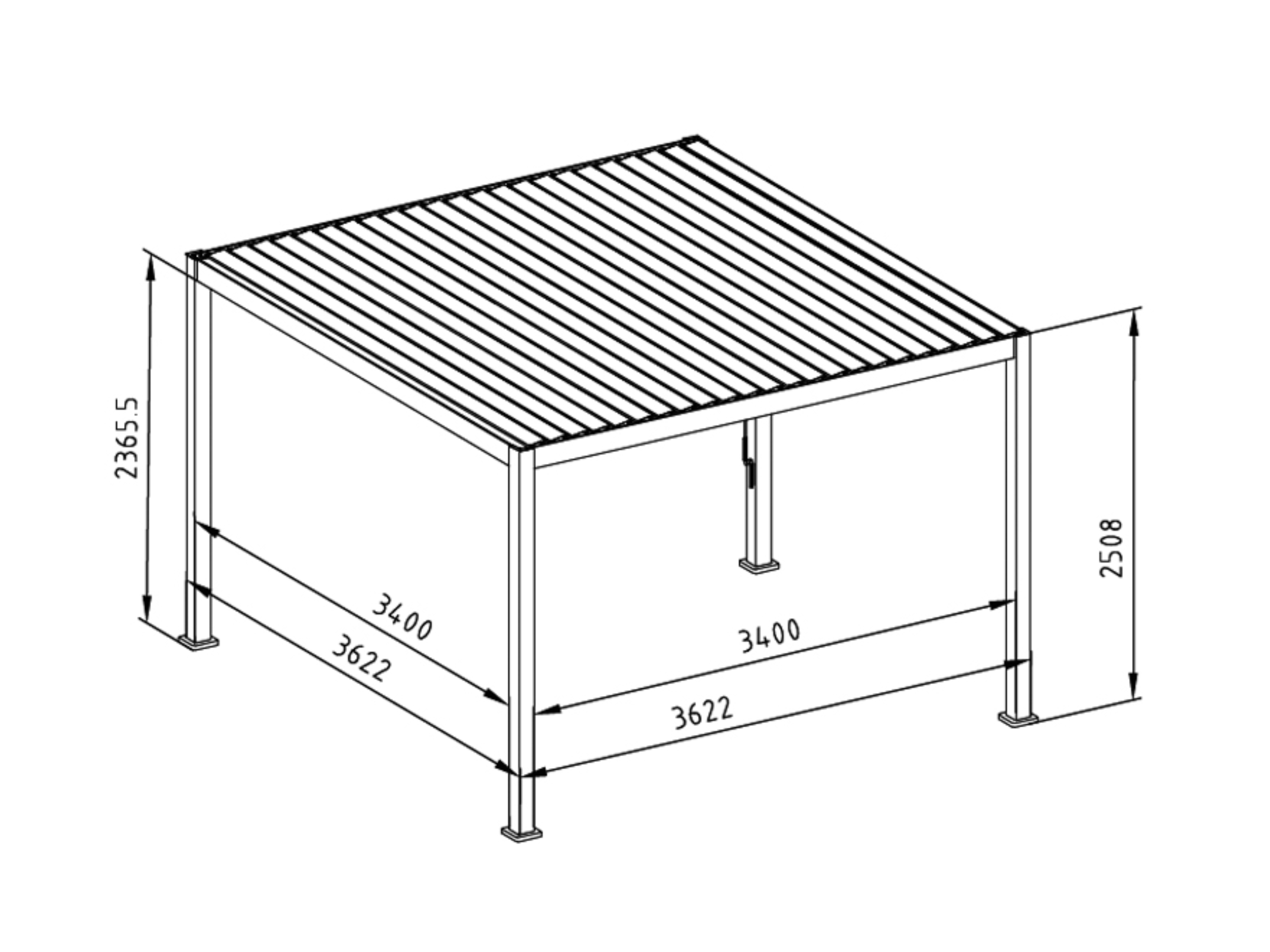Mirador Deluxe overkapping - 360 x 360 cm - antraciet