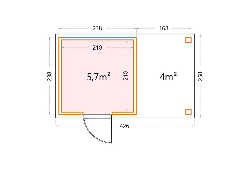 Telluria Classico 2424 tuinhuis inclusief open lounge - 406  x 238 cm - antraciet