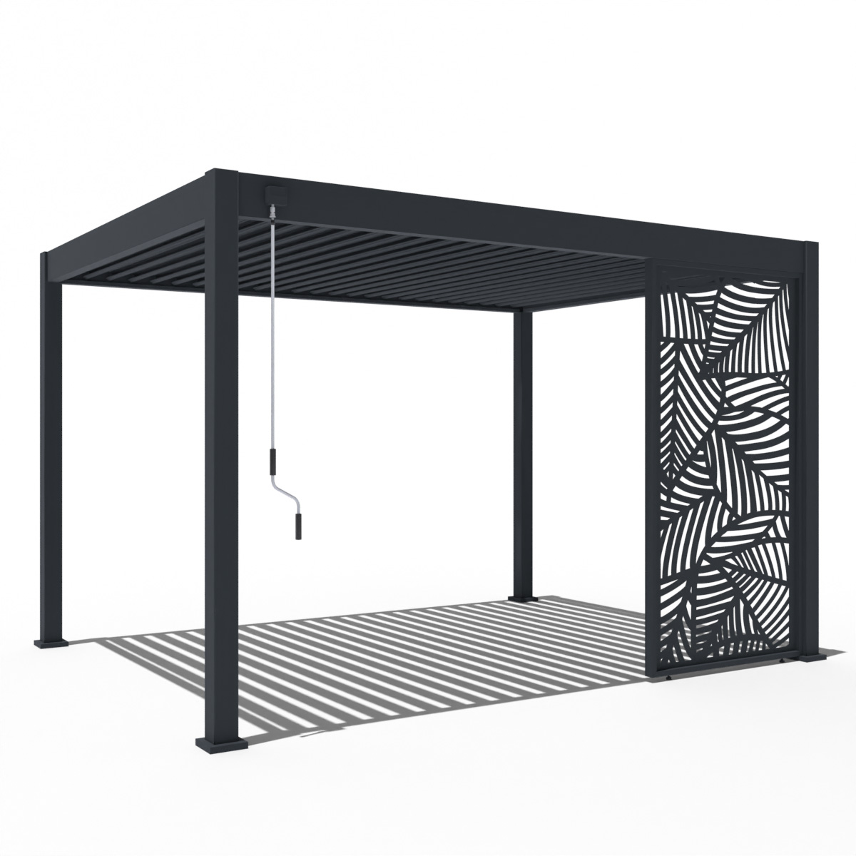 Orion shutterpaneel - Vast - blad-design - 123 cm - Voor 4 meter zijkant - Antraciet