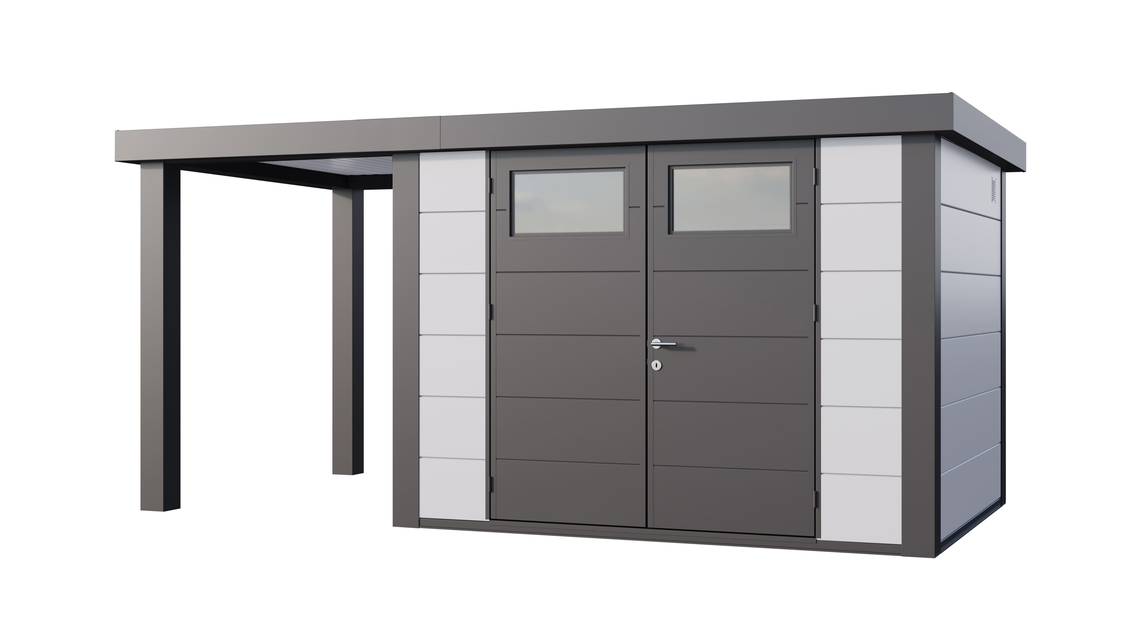 Telluria Classico 3024 tuinhuis inclusief open lounge - 466 x 238 cm - wit/antraciet