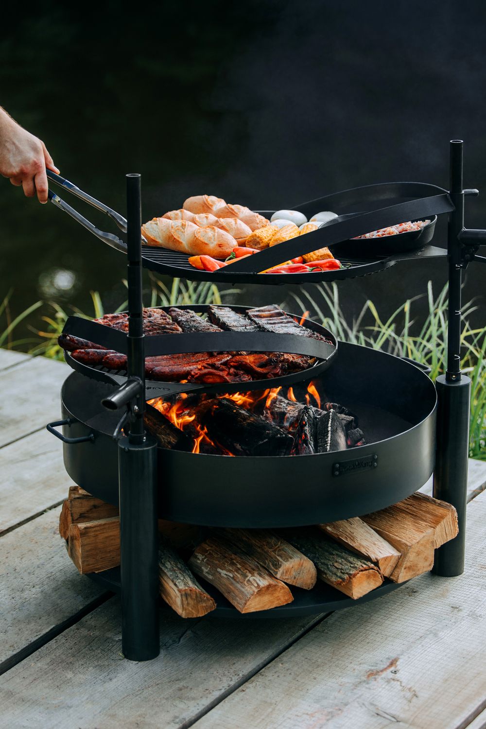 CookKing Montana X vuurschaal Ø80 cm met grillrooster Ø60 cm  - zwart staal