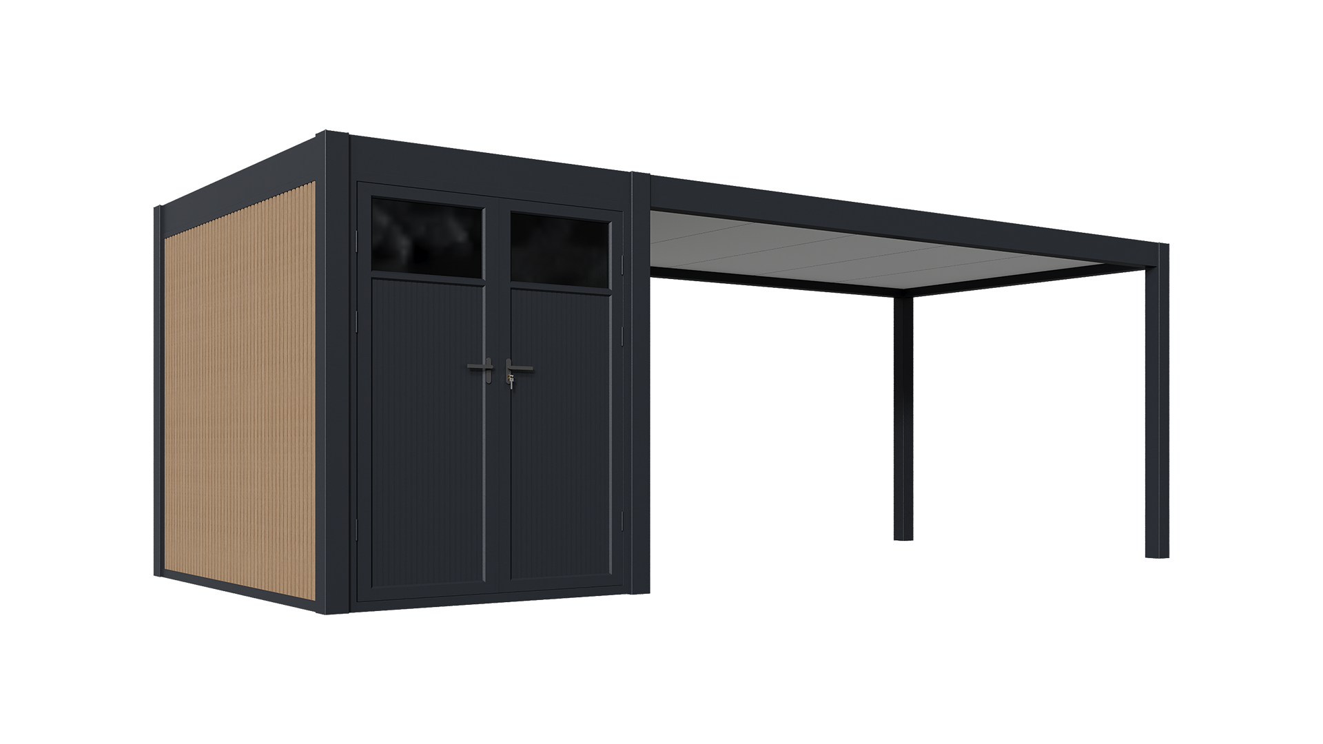 Orion carport - 300x720 cm - Inclusief berging - Antraciet