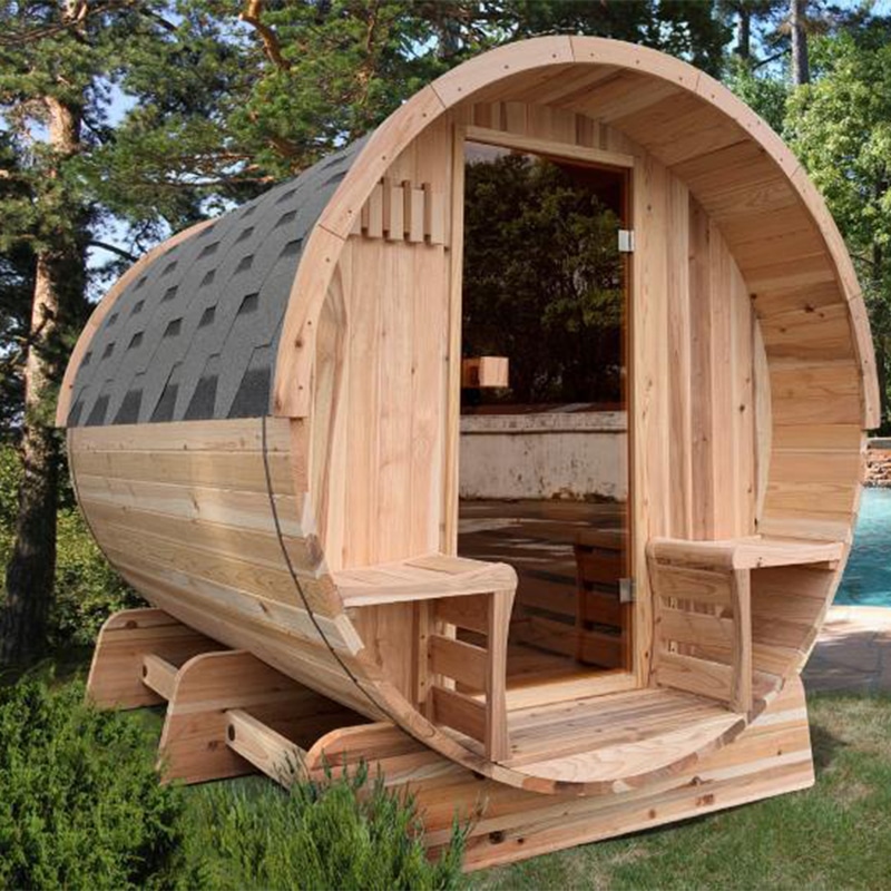 Novum Barrelsauna TR230-X Panorama - Vierpersoons sauna - Knotty Red Cedar