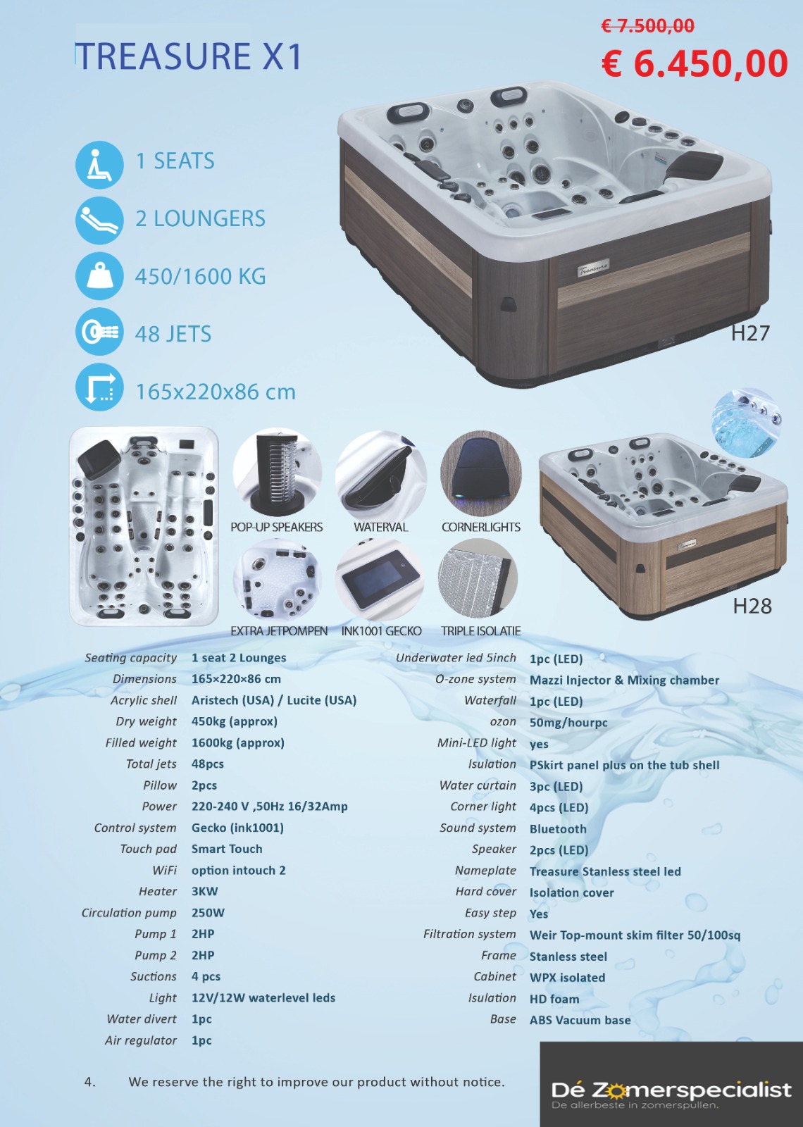 Orion Mirage spa X1 - 3 persoons - Zwart - Plug and Play