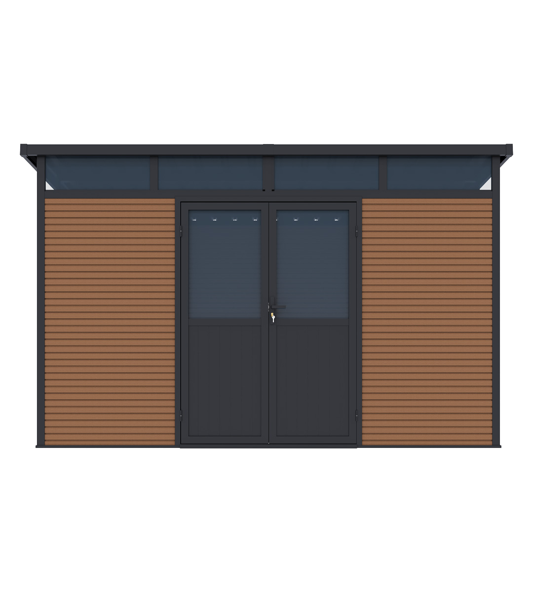 Orion tuinhuis - WPC & Aluminium - 338x218 cm - Antraciet / Wood