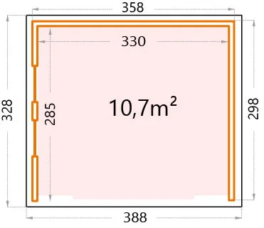 Telluria Singolo 3630 tuinhuis - 358 x 298 cm - antraciet - ramen links