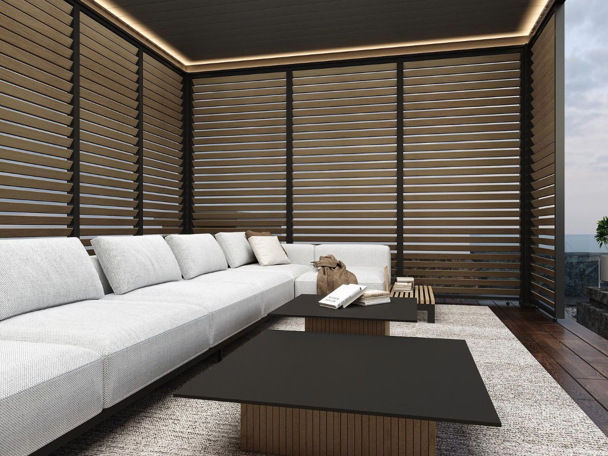 Orion shutterpaneel - Kantelbaar - Horizontaal - 113 cm - Voor 3,6 meter zijkant - Antraciet/wood