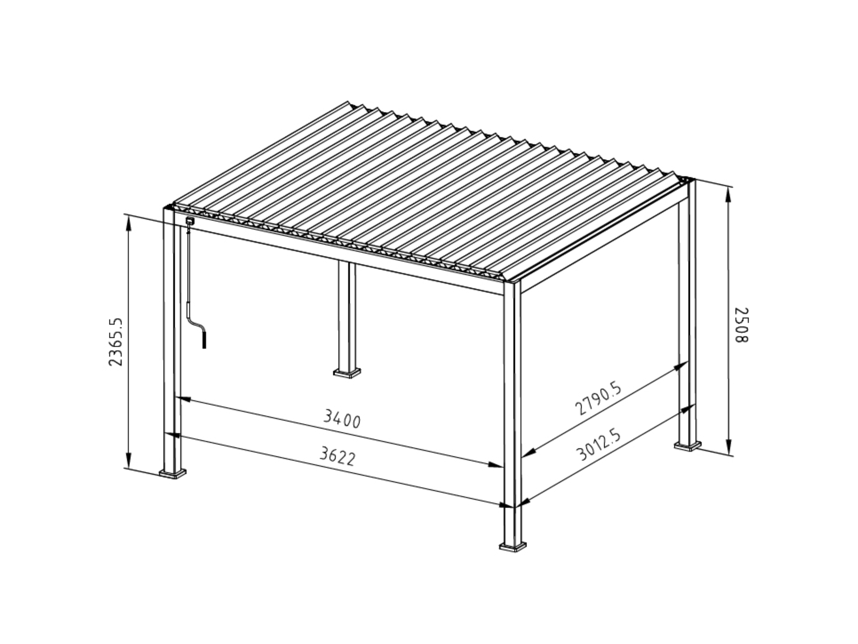 Mirador Deluxe overkapping - 300 x 360 cm - antraciet