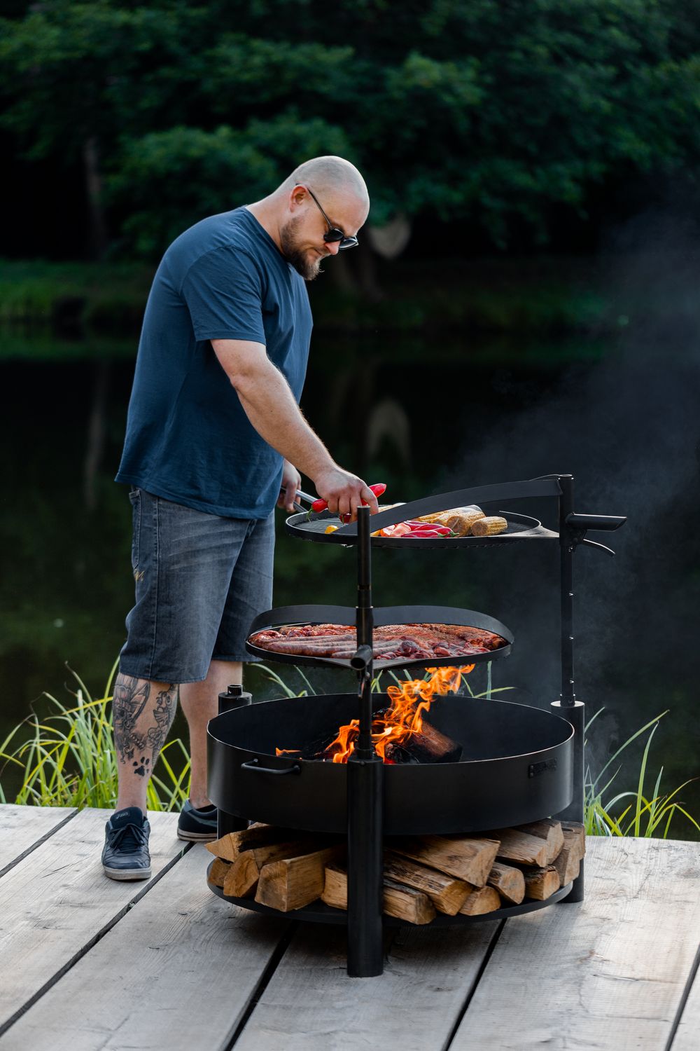 CookKing Montana X vuurschaal Ø80 cm met grillrooster Ø60 cm  - zwart staal