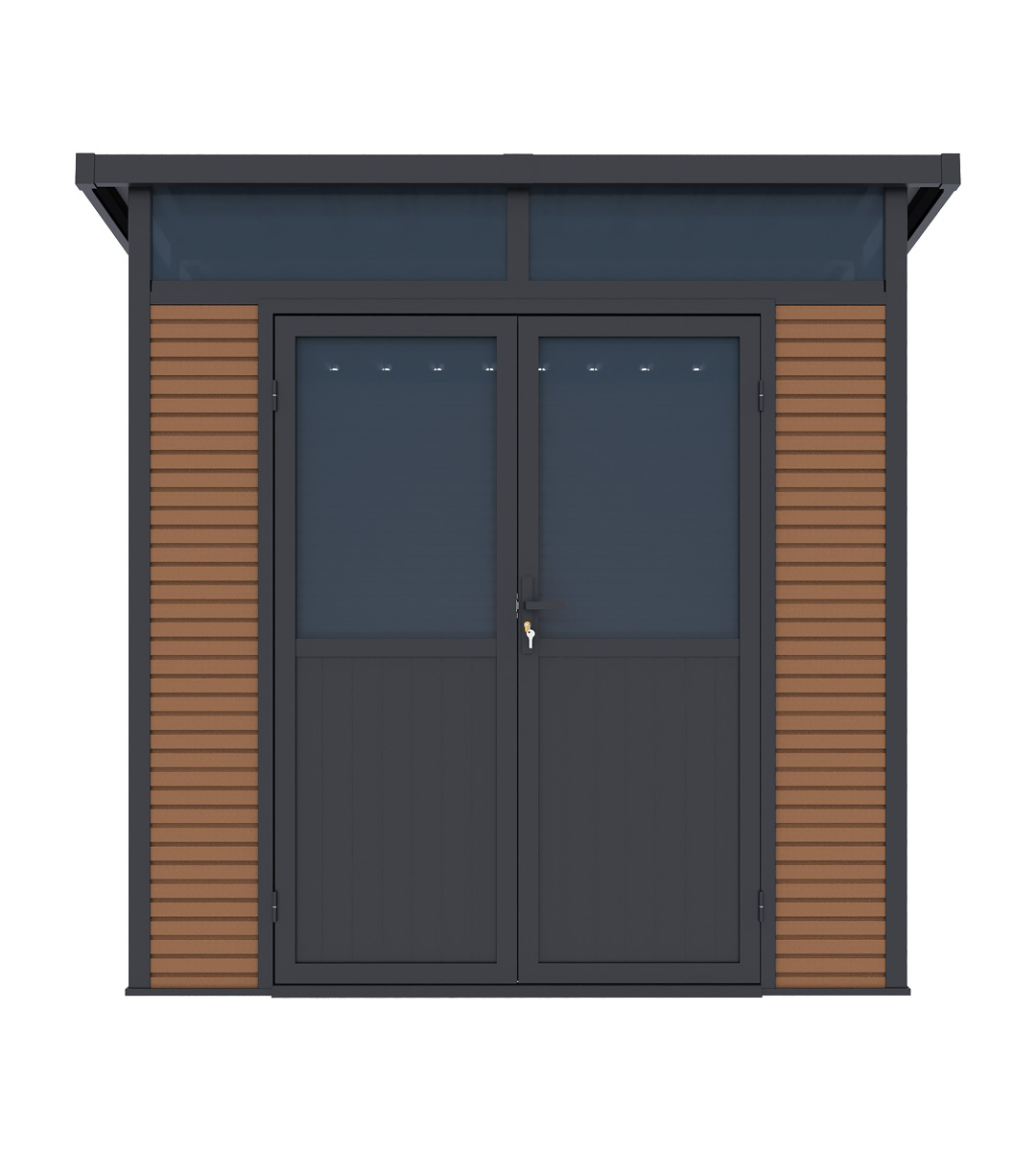 Orion tuinhuis - WPC & Aluminium - 218x218 cm - Antraciet / Wood