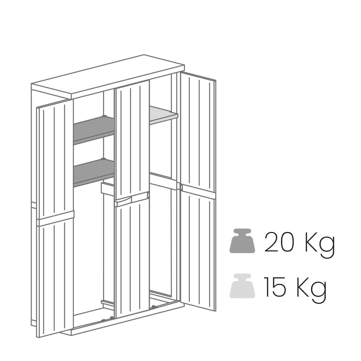 Toomax Bios Midi opbergkast hoog- 3 deuren - lichtgrijs/antraciet 