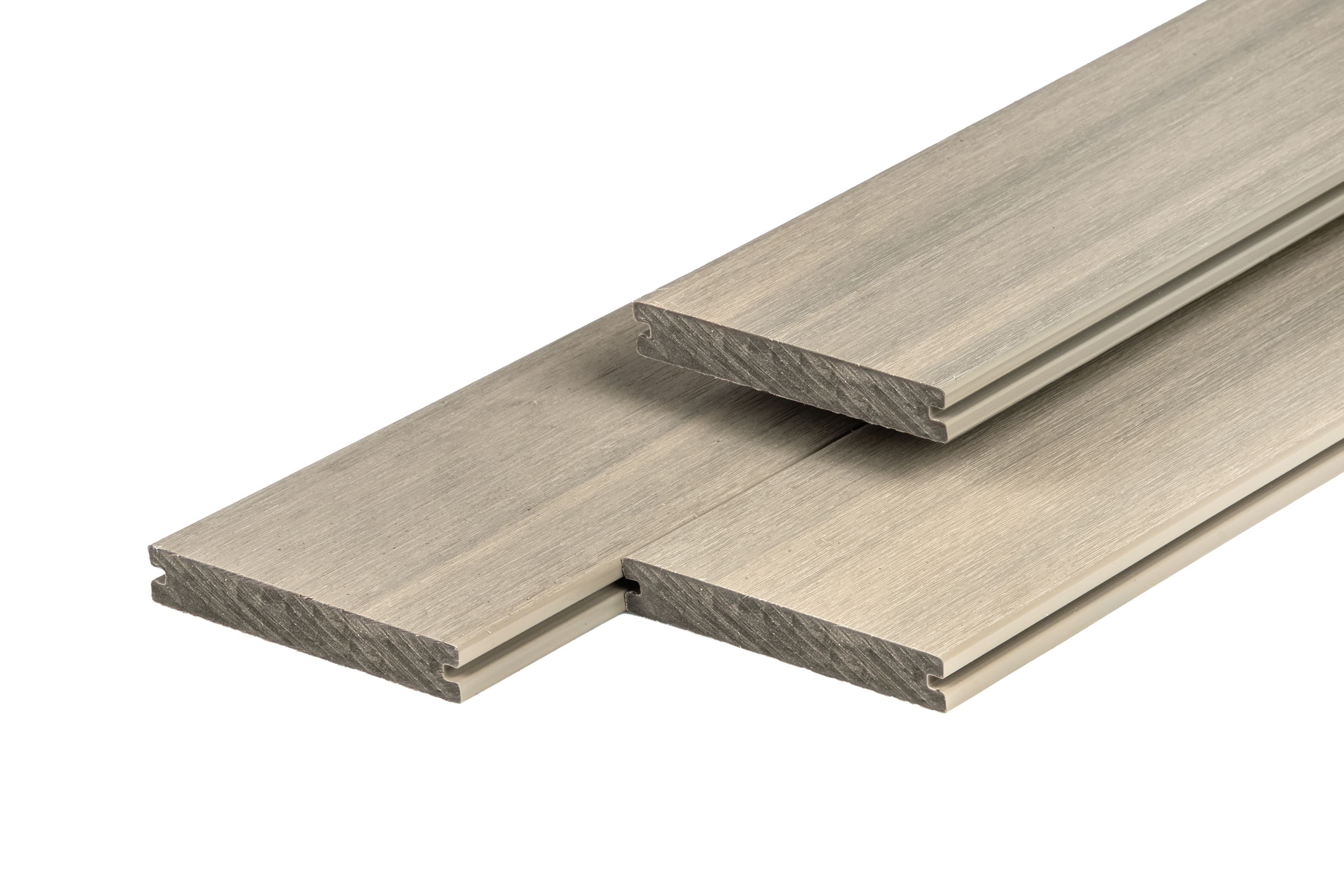 PuraShield vlonderplank composiet - 500 cm - Massief - Voor clips - 13,8 cm breed - Lichtgrijs