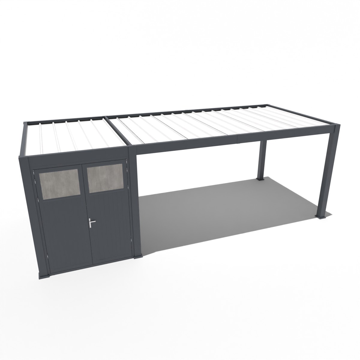 Orion carport - 300x720 cm - Inclusief berging - Antraciet