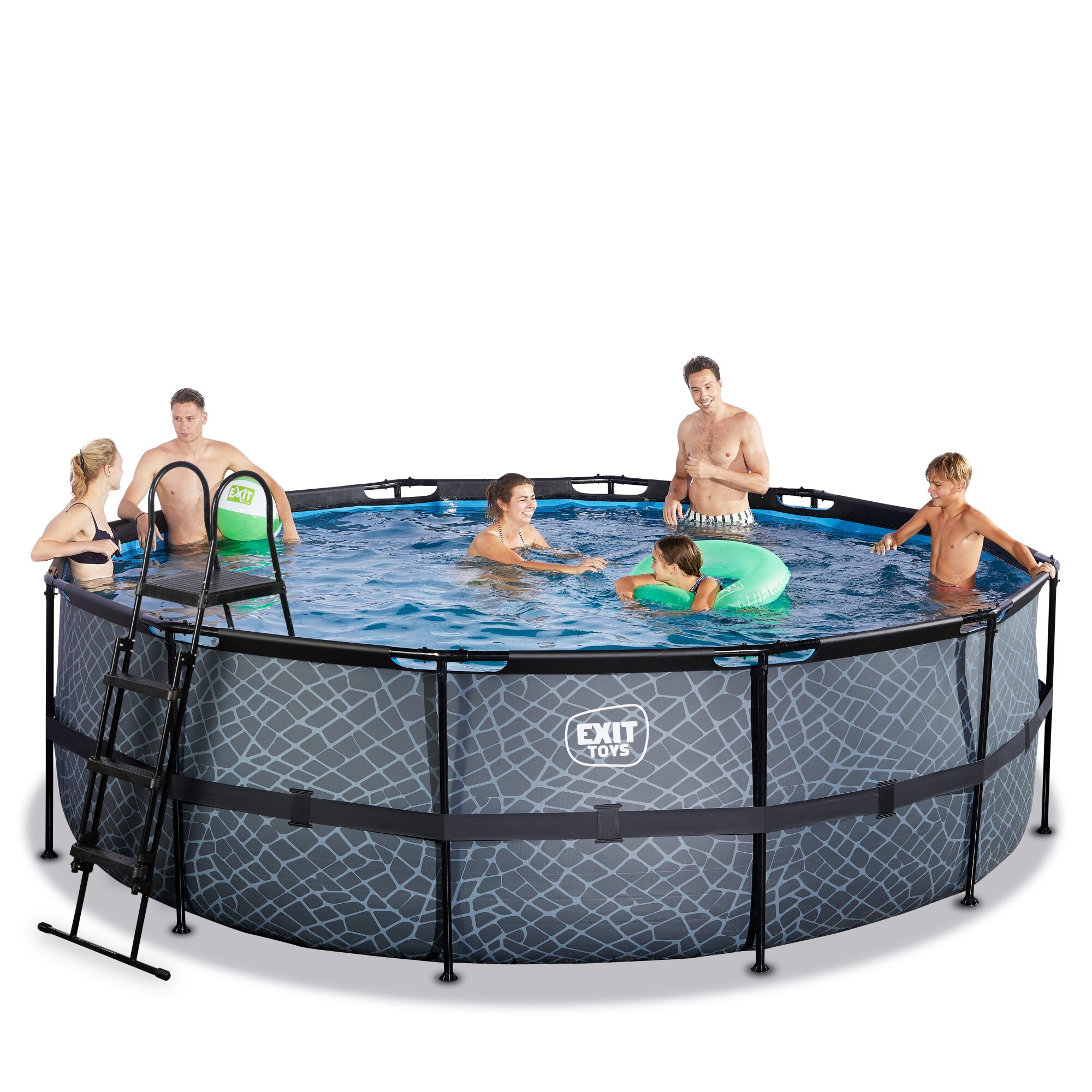 EXIT Stone zwembad Ø 450 x 122 cm met zandfilterpomp en trap