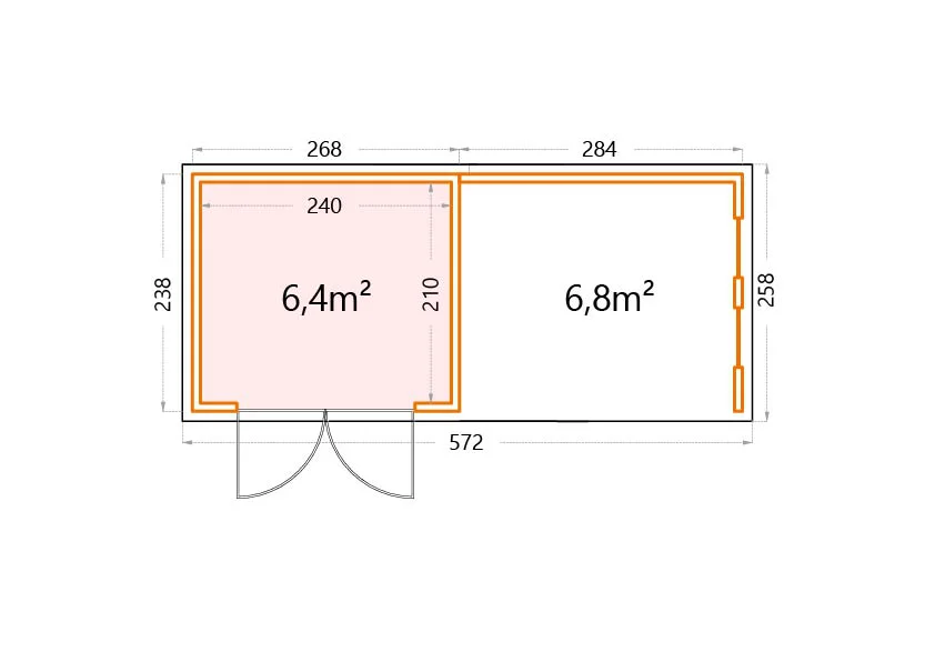 Telluria Classico 2724 tuinhuis inclusief dichte lounge - 552 x 238 cm - wit/antraciet