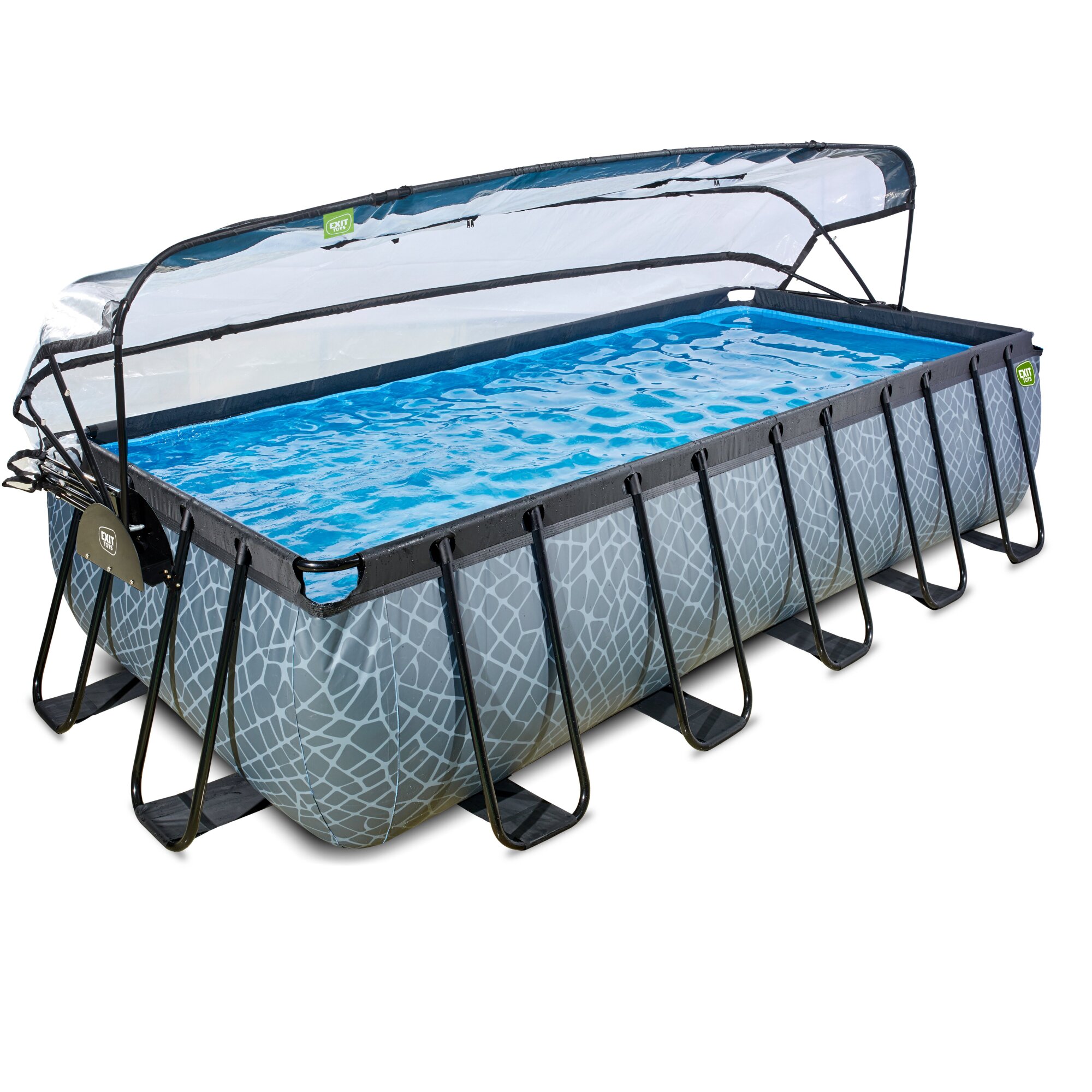 EXIT Stone zwembad 540 x 250 x 122 cm met zandfilterpomp en overkapping