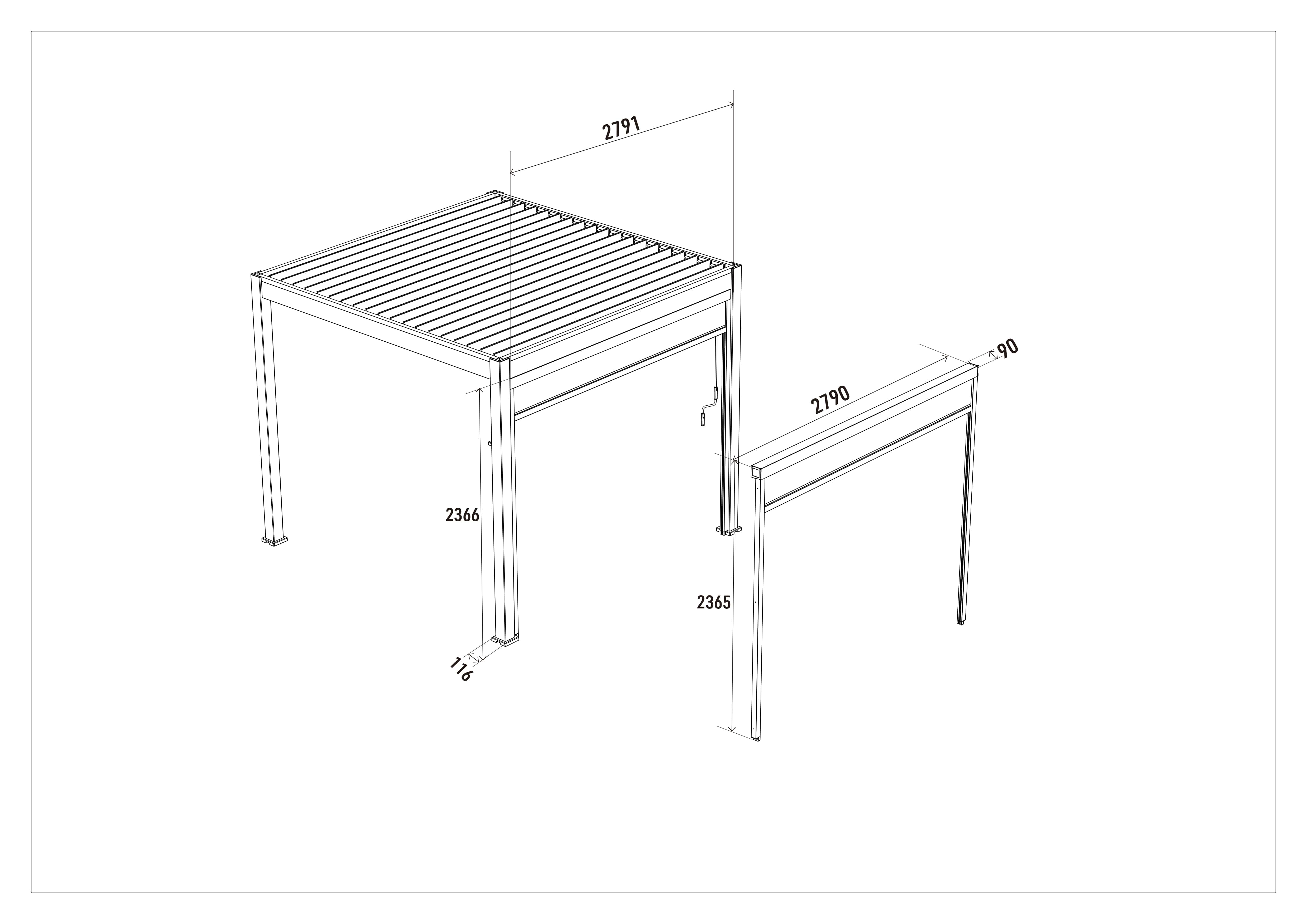 Orion windscherm - 300 cm - Wit