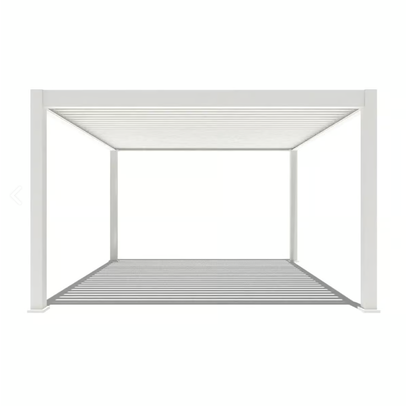 Orion Premium overkapping - E-LED - 400x400 cm - Wit - met elektrisch lamellendak en LED