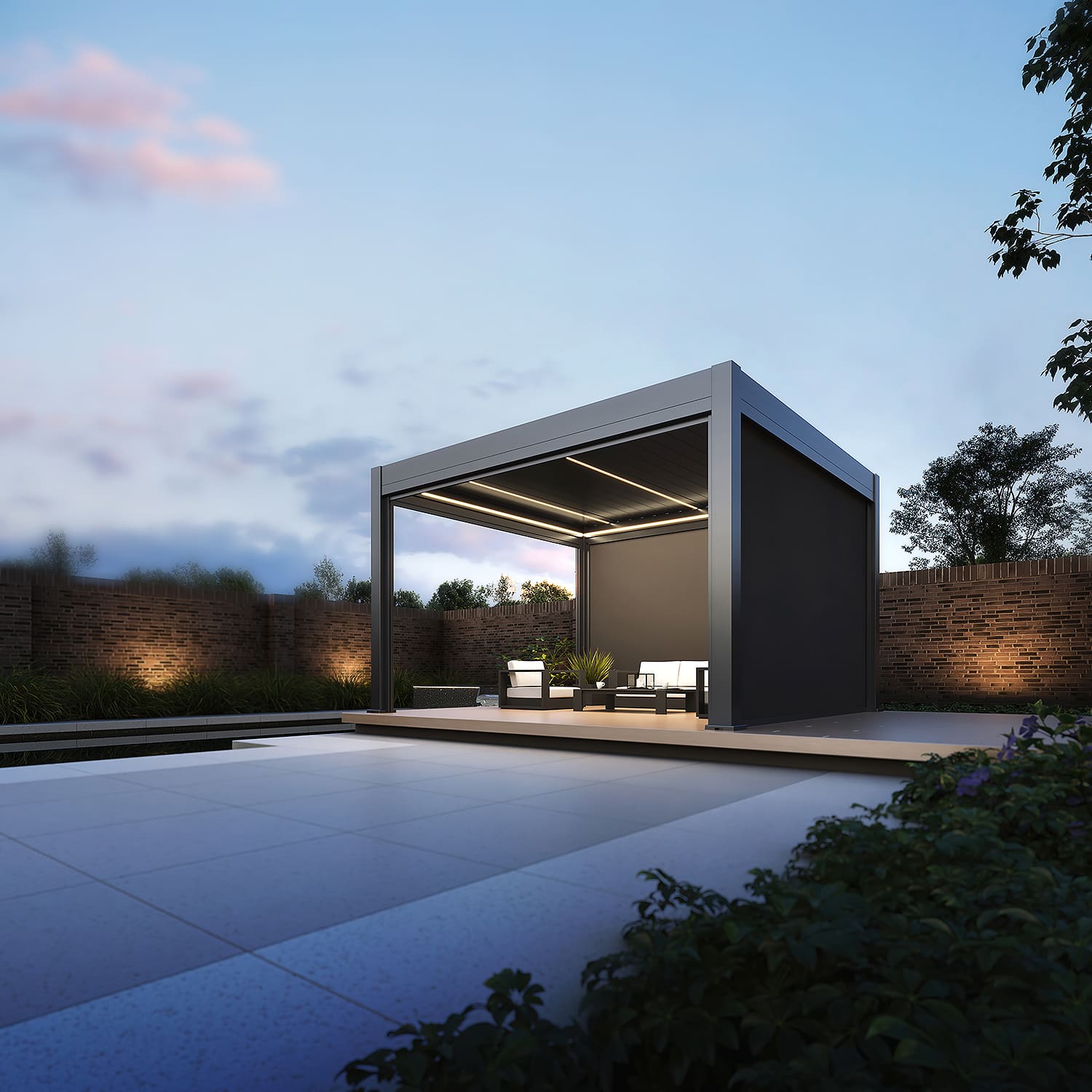 Orion Prestige elektrische overkapping E-LED - 360 x 400 - antraciet - inclusief zonwering en LED verlichting Orion Prestige elektrische overkapping E-LED - 360 x 400 - antraciet - inclusief zonwering en LED verlichting