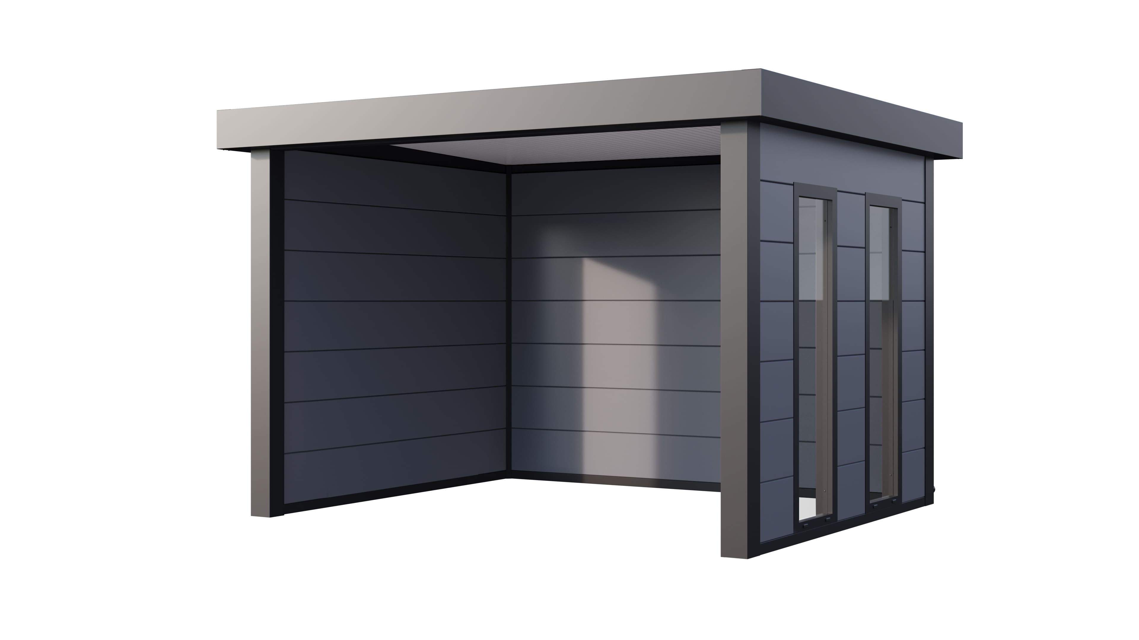 Telluria Singolo 3630 tuinhuis - 358 x 298 cm - lichtgrijs - ramen rechts