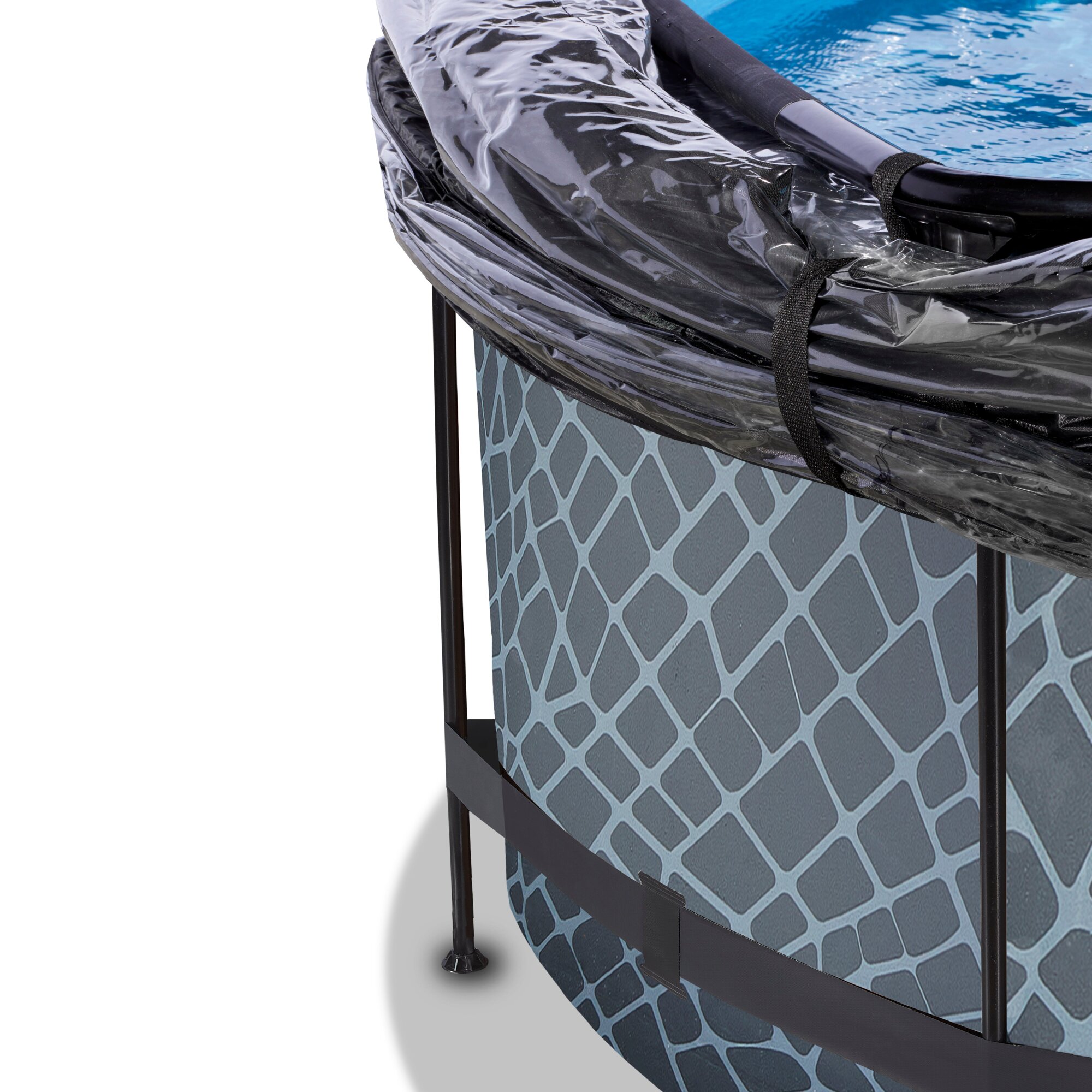 EXIT Stone zwembad Ø 360 x 122 cm met zandfilterpomp en overkapping