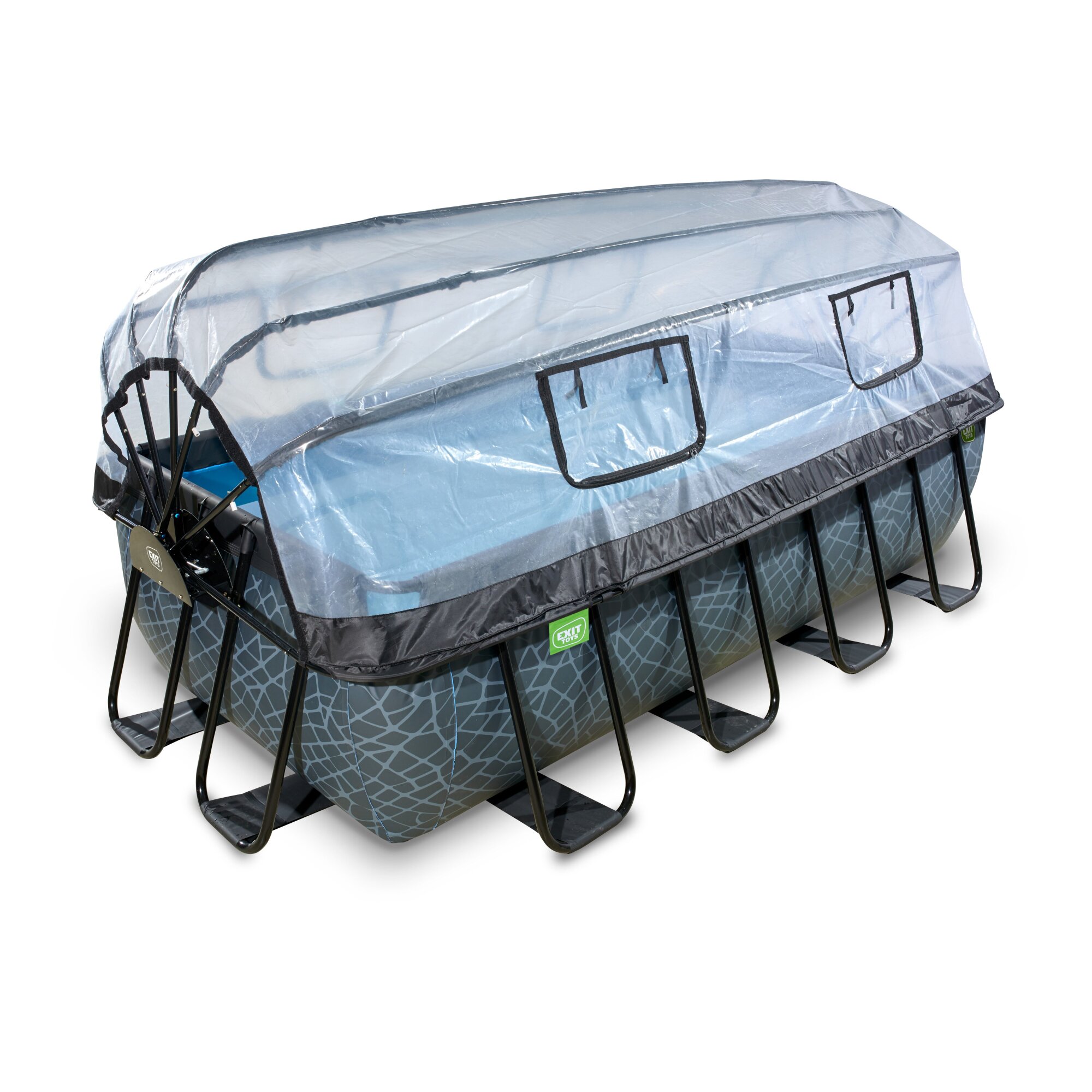 EXIT Stone zwembad 400 x 200 x 100 cm met zandfilterpomp en overkapping