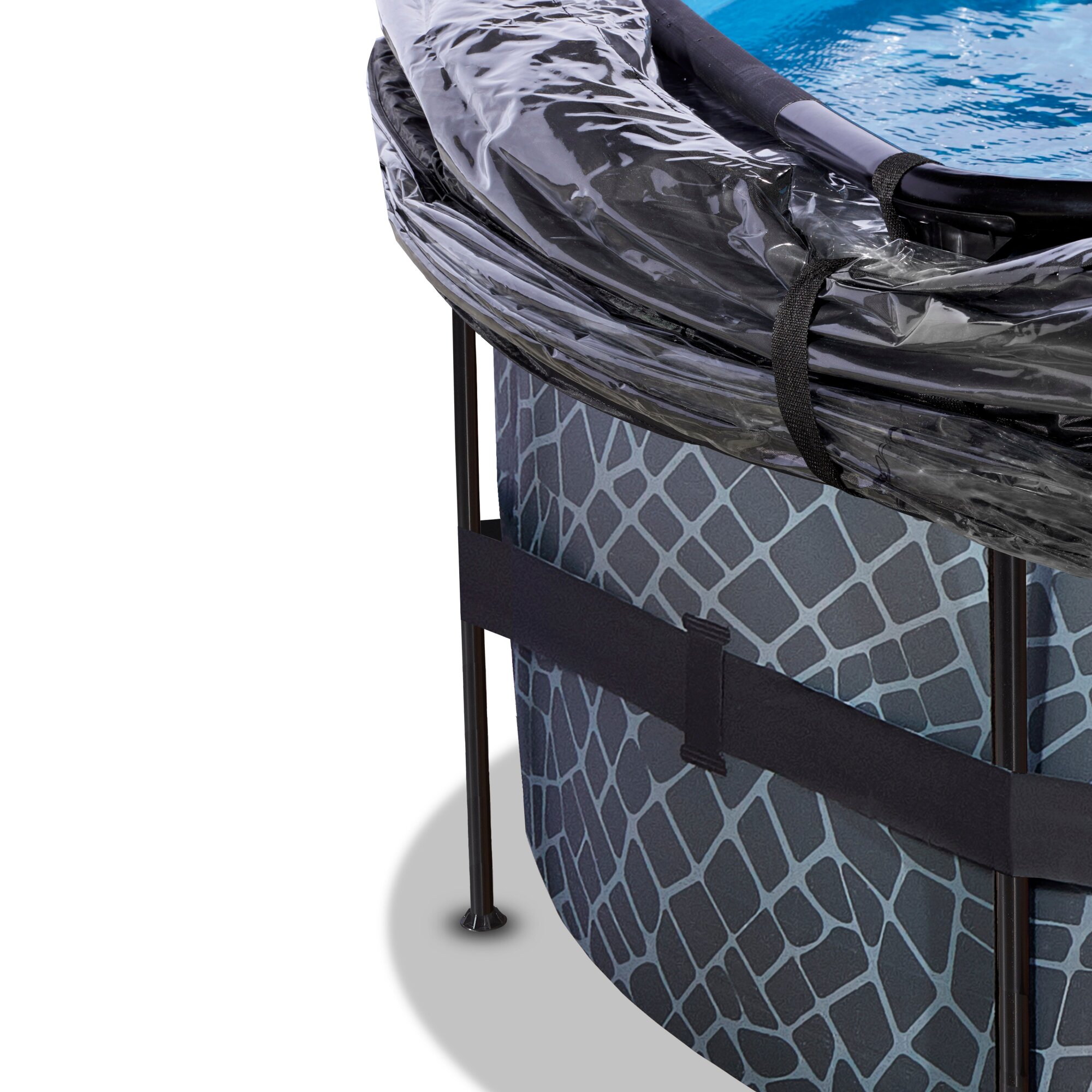 EXIT Stone zwembad Ø 450 x 122 cm met overkapping, zandfilter- en warmtepomp