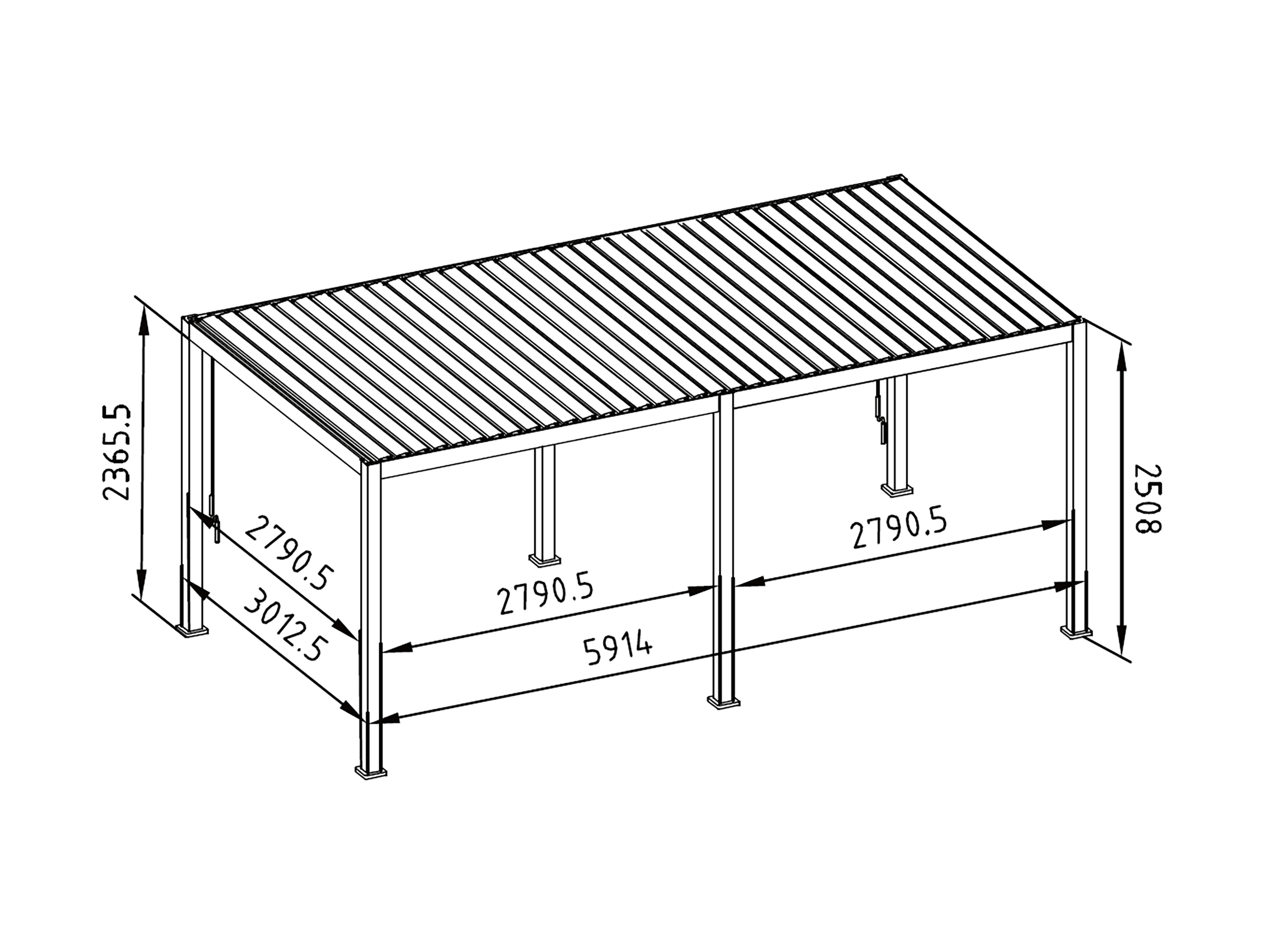 Mirador Deluxe overkapping - 300 x 600 cm - antraciet