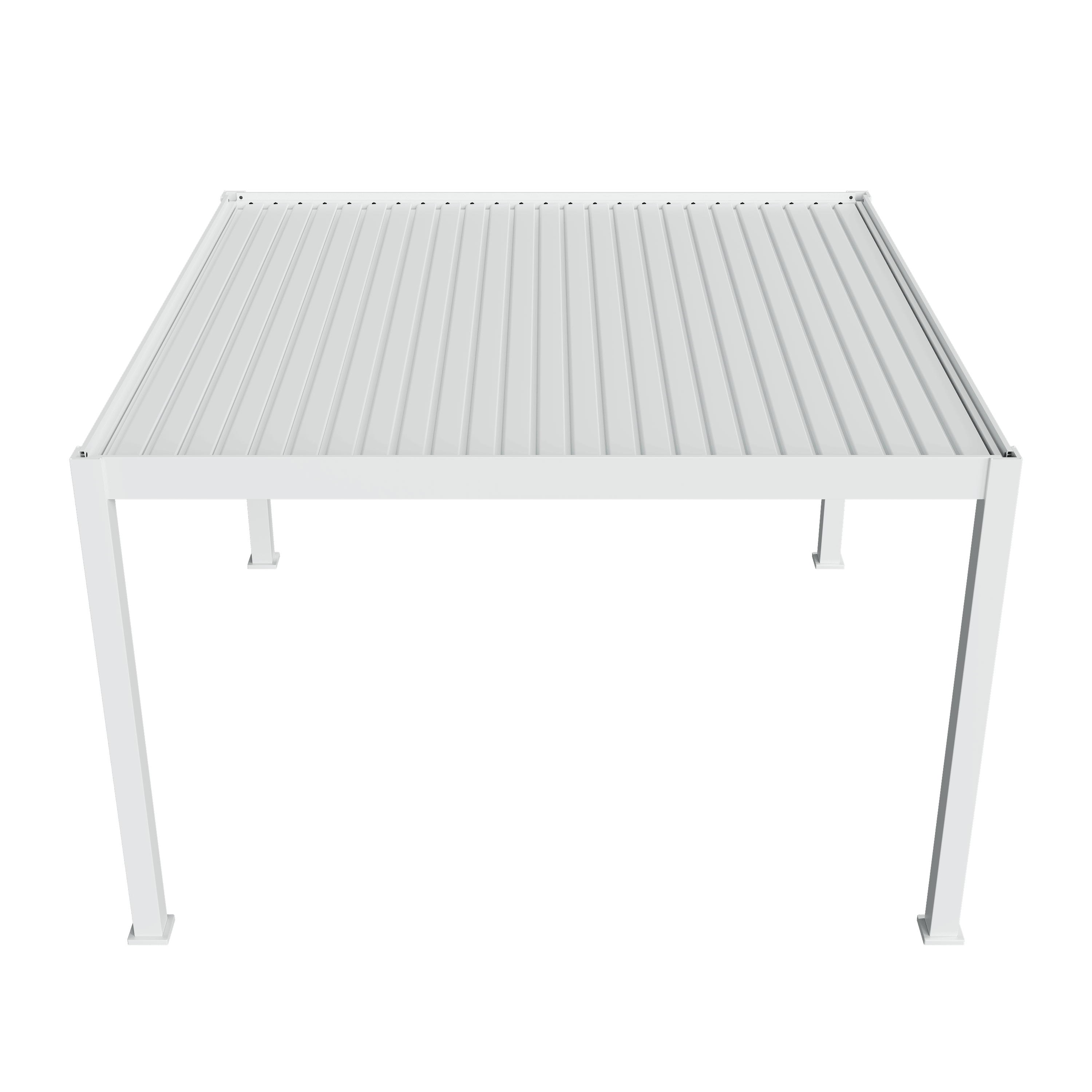 Orion Premium overkapping - E-LED - 400x400 cm - Wit - met elektrisch lamellendak en LED